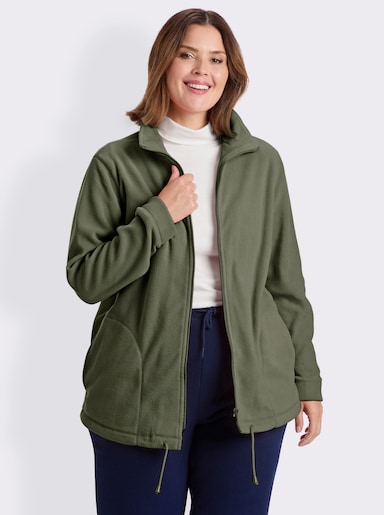Fleecejacke Kordeldurchzug am Saum - grün