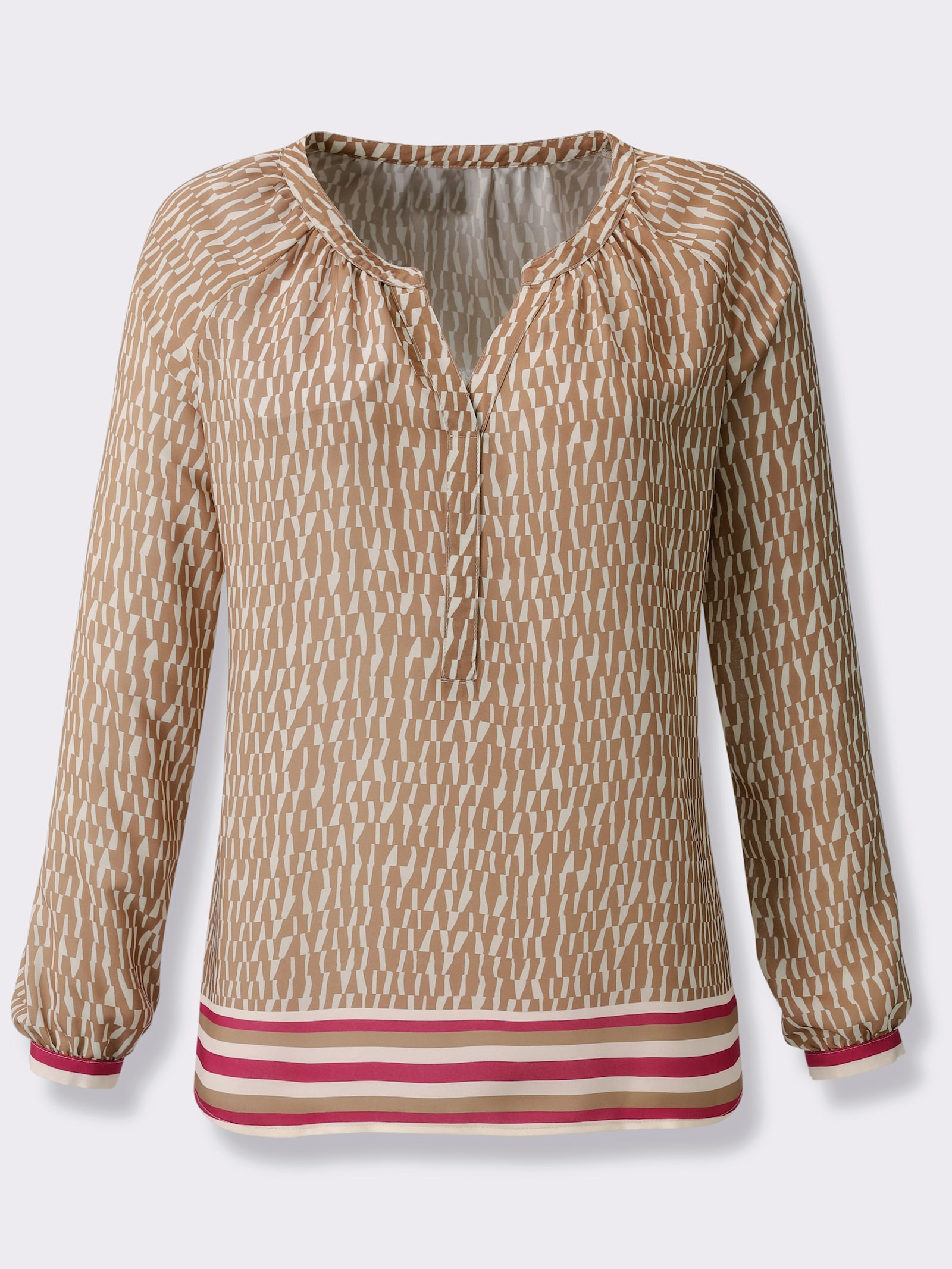 heine Schlupfbluse mit Druck-Dessin - camel-champagner-bedruckt