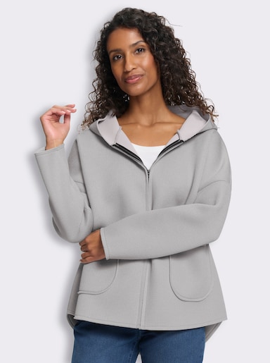 heine Shirtjacke im Materialmix - steingrau