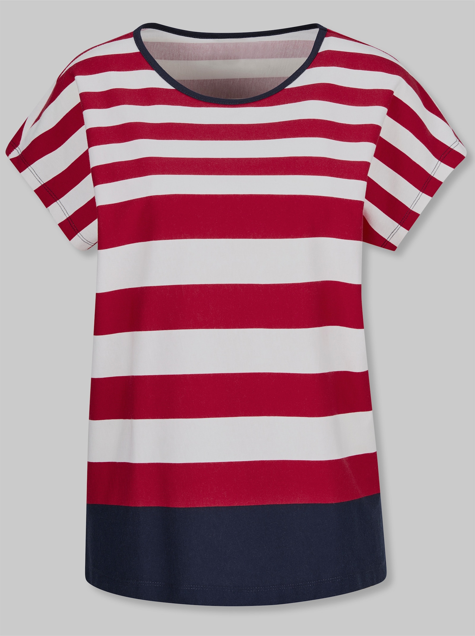 heine Ringelshirt mit Kontrast-Details - weiß-marine-geringelt