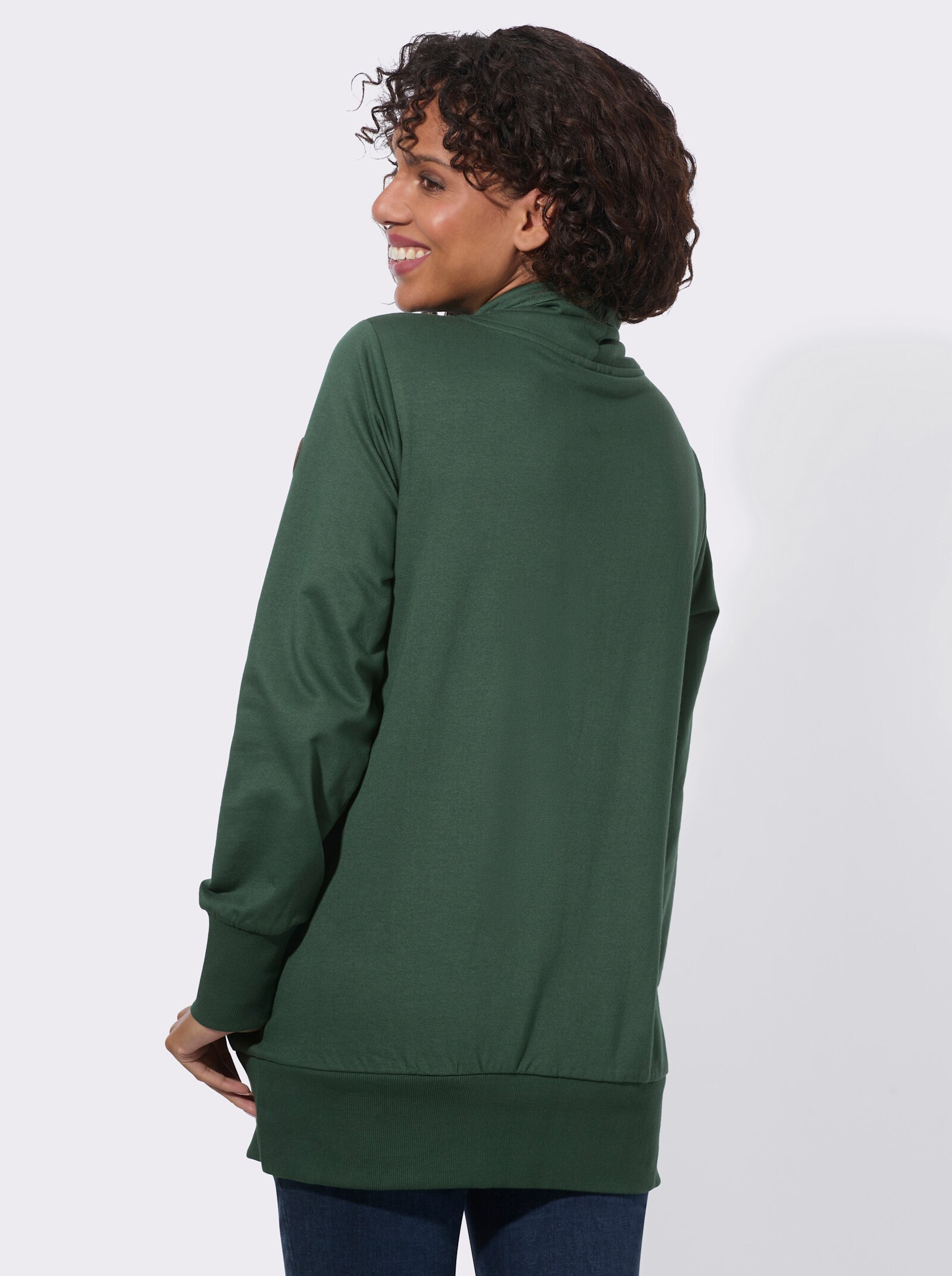 Sweatshirt mit asymmetrischem Kragen - moos