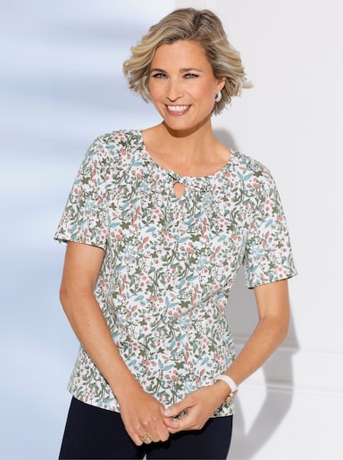 Kurzarmshirt - weiß-flamingo-bedruckt