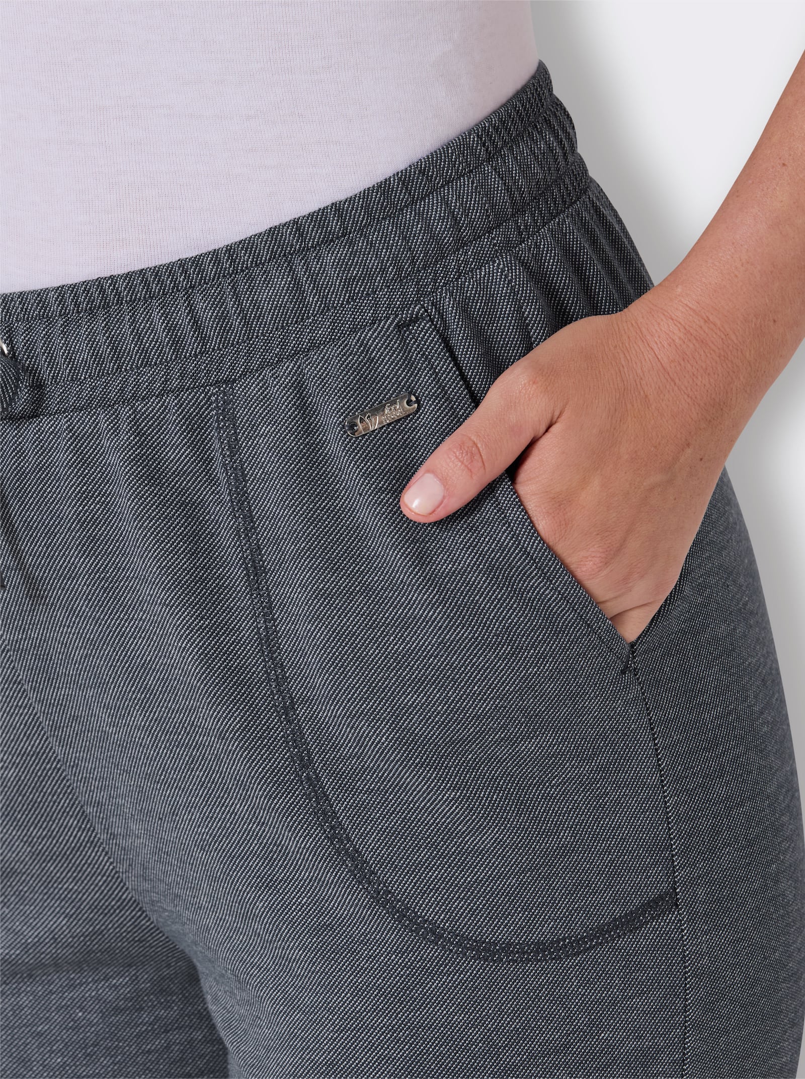 feel good Dehnbund-Hose in Jeans-Optik - dunkelblau-meliert