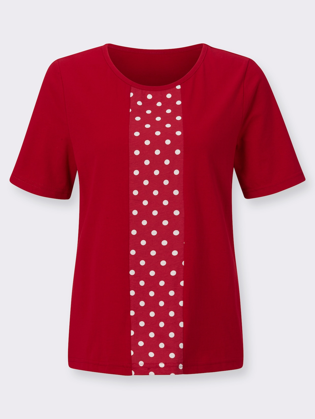 Tričko s kulatým výstřihem - červená + červená-puntík