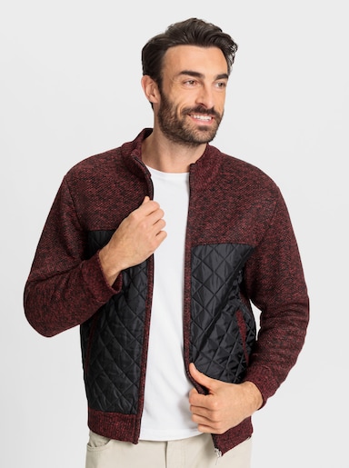 Marco Donati Strickjacke mit Fleece-Futter - bordeaux-meliert