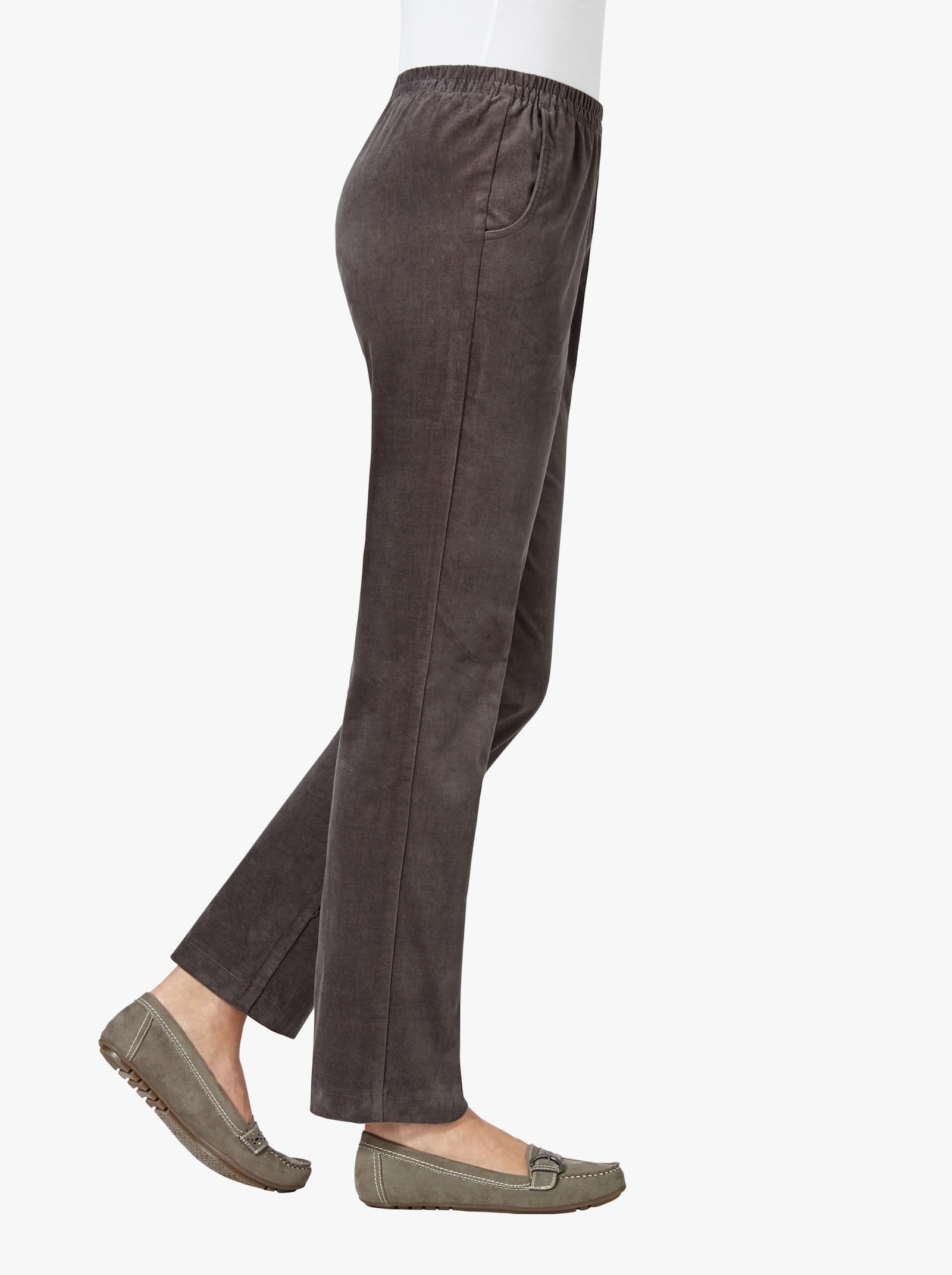 Comfortbroek van opgeruwd materiaal - grijs