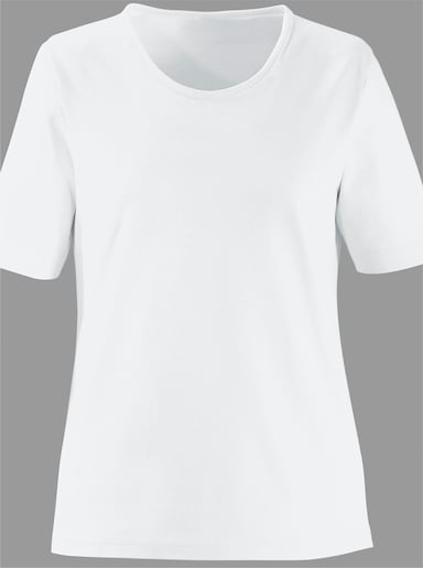 Rundhalsshirt in geradem Schnitt - weiß