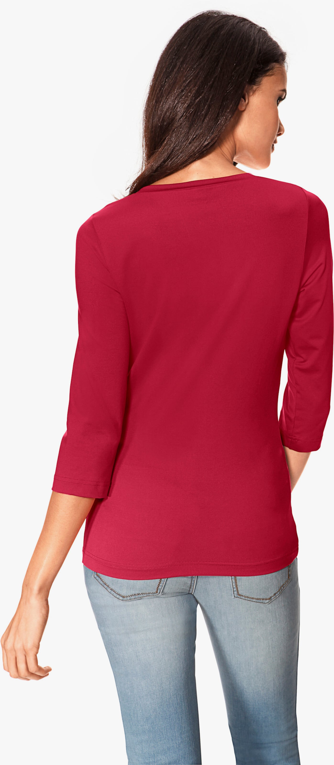 heine 3/4-Arm-Shirt mit Herz-Ausschnitt - rot