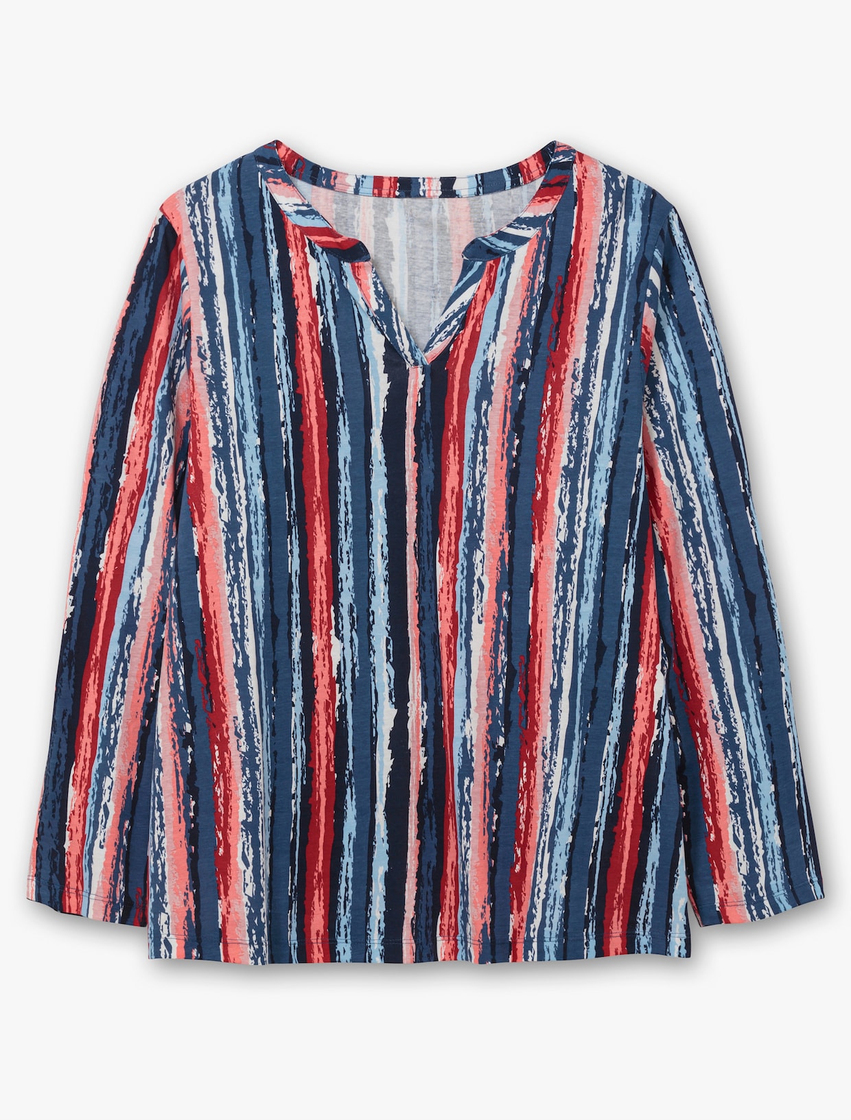 Langarmshirt - marine-erdbeere-bedruckt