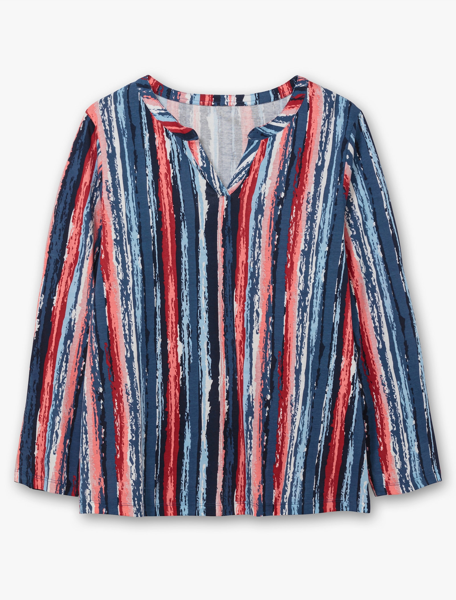 Langarmshirt mit Krempelärmel - marine-erdbeere-bedruckt