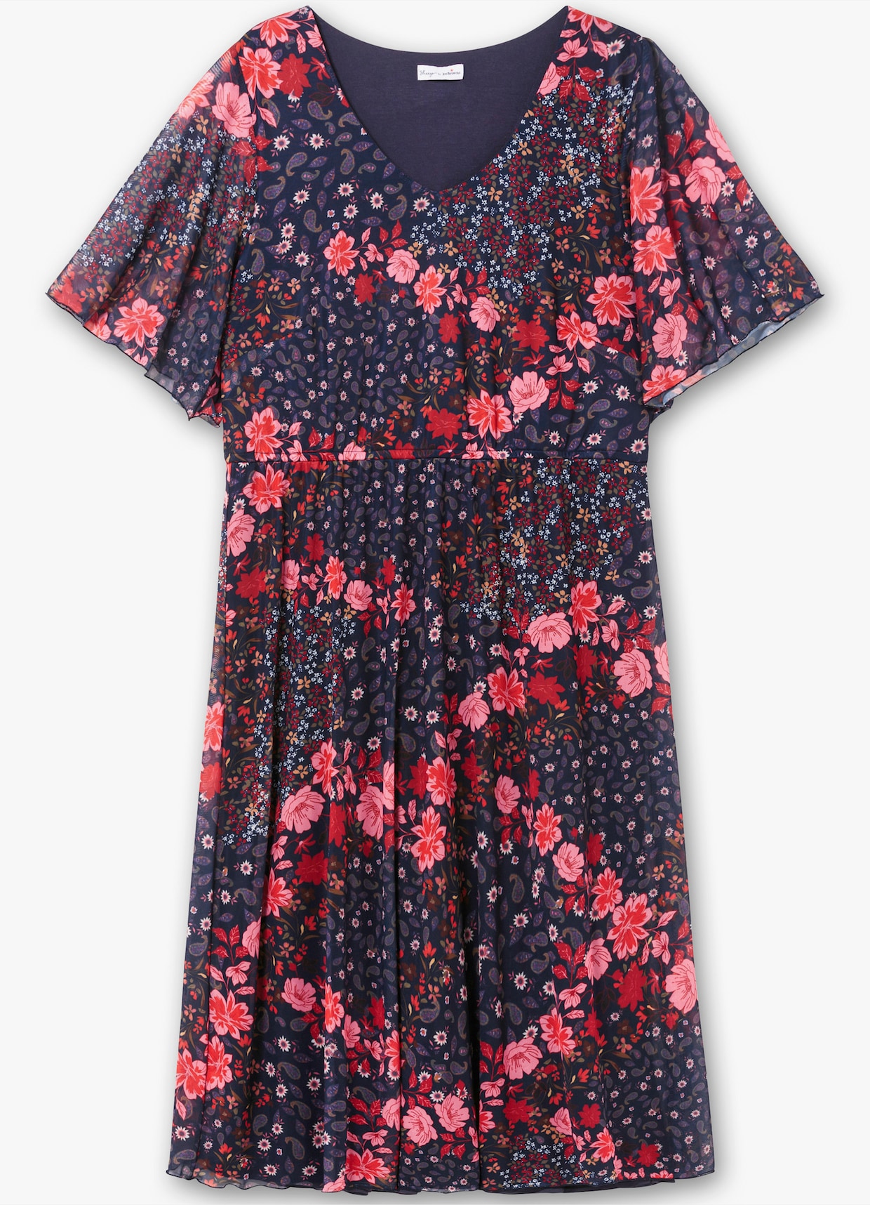 sheego by Joe Browns Jurk van mesh - blauw gedessineerd