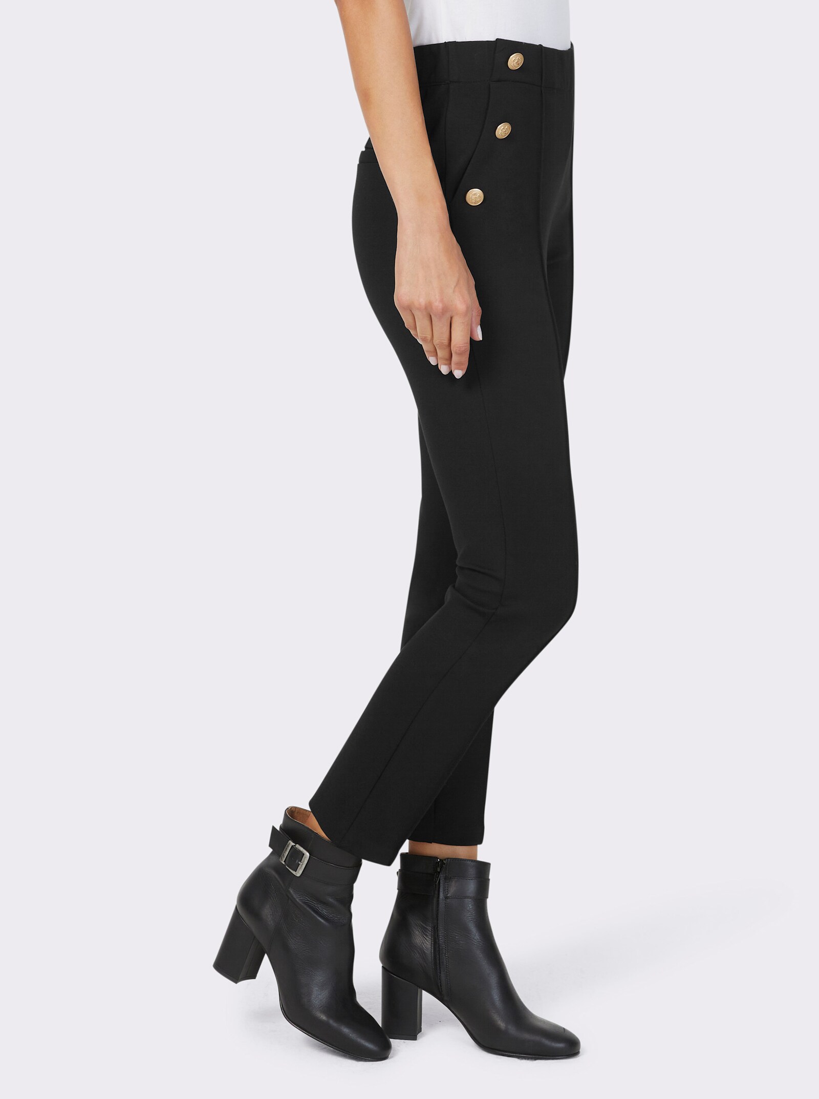 heine Comfortbroek met sierknopen - zwart