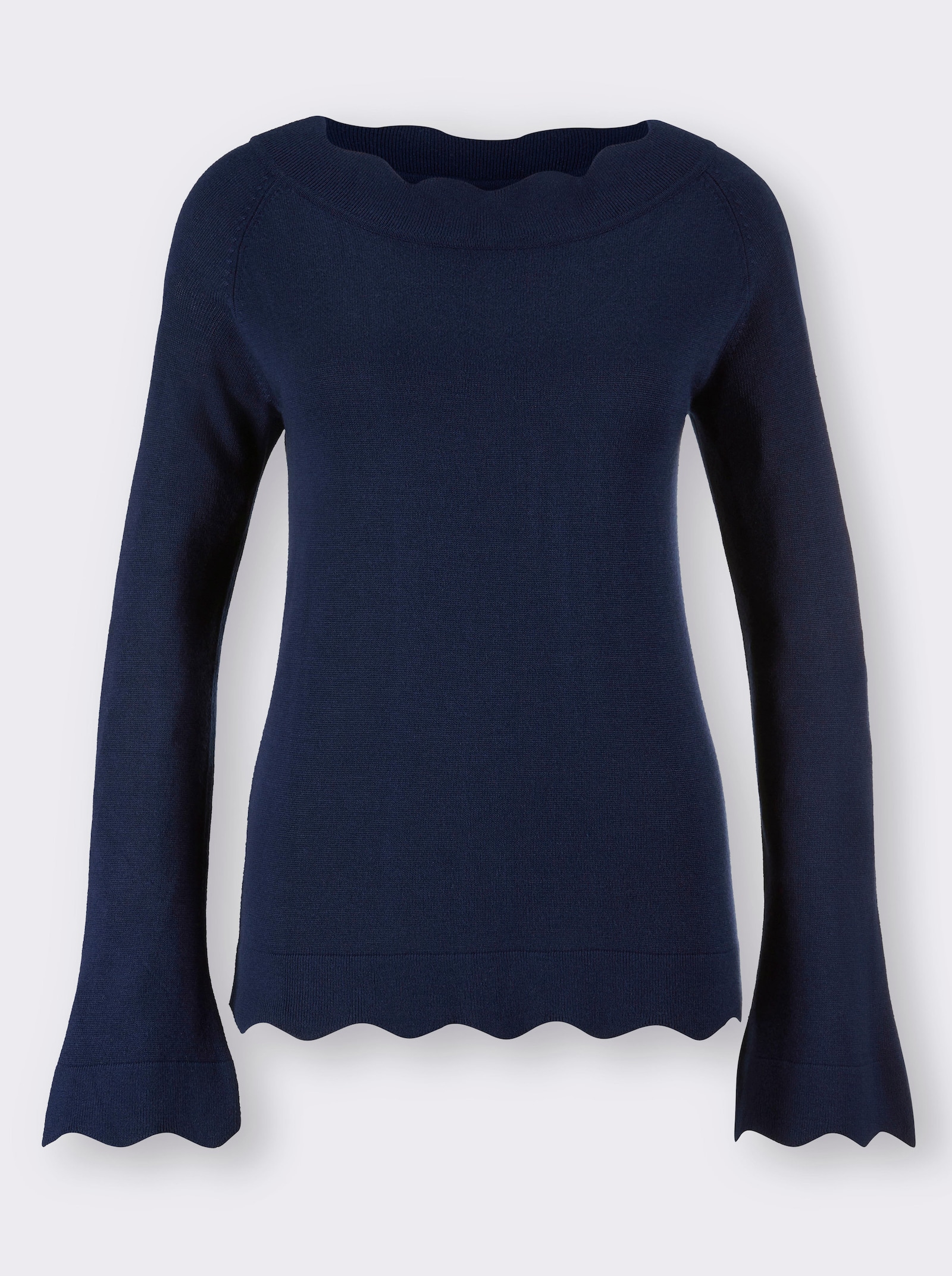 Strickpullover mit Wellenkanten - marine