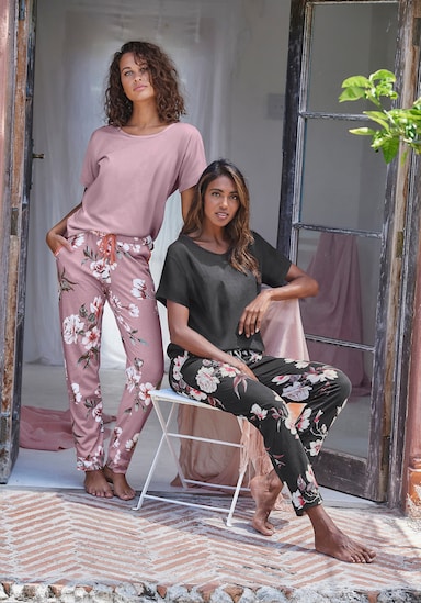 Vivance Dreams Pyjama - mauve + schwarz