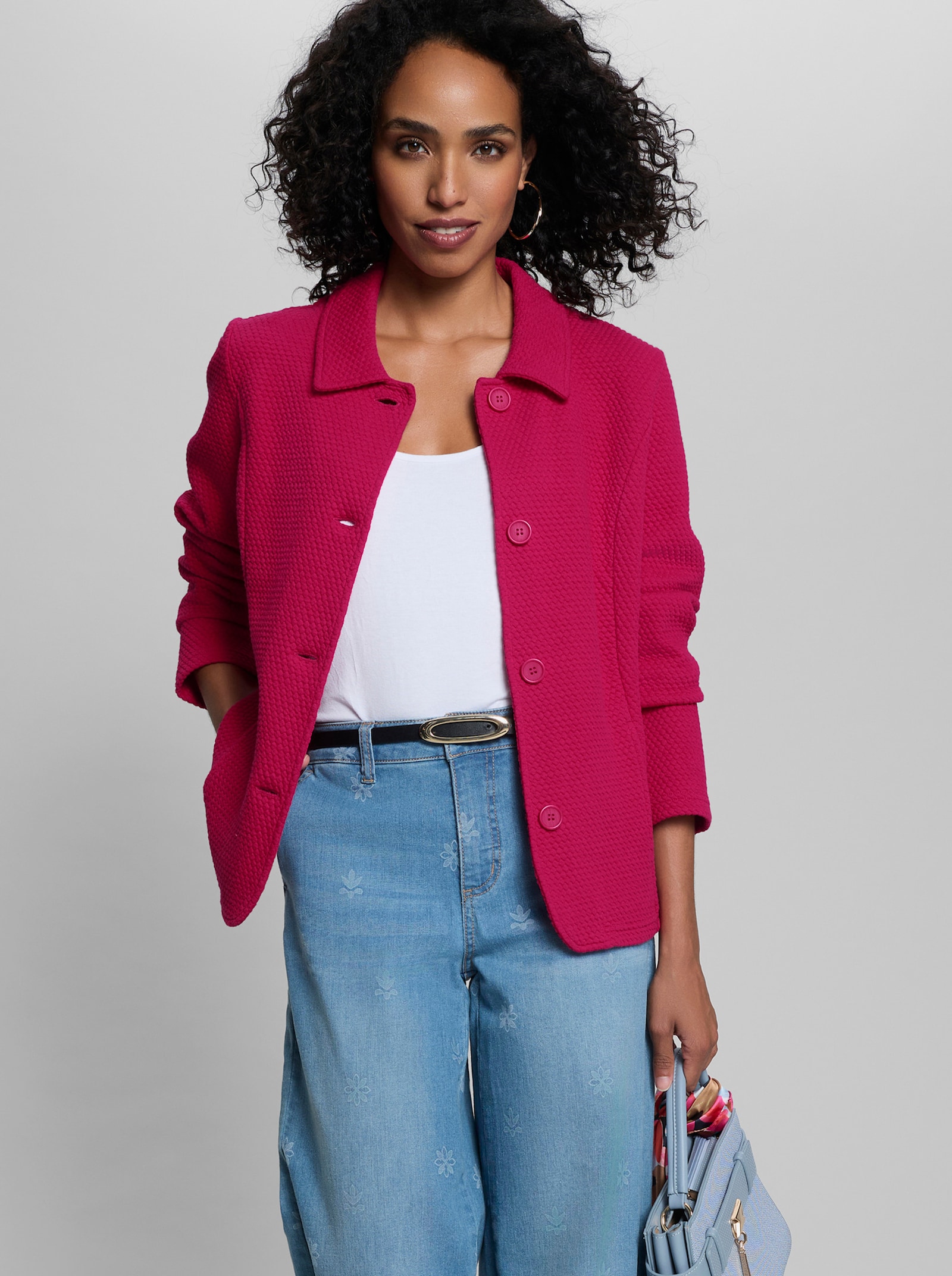 heine Blazer aus Waffelpikee - pink