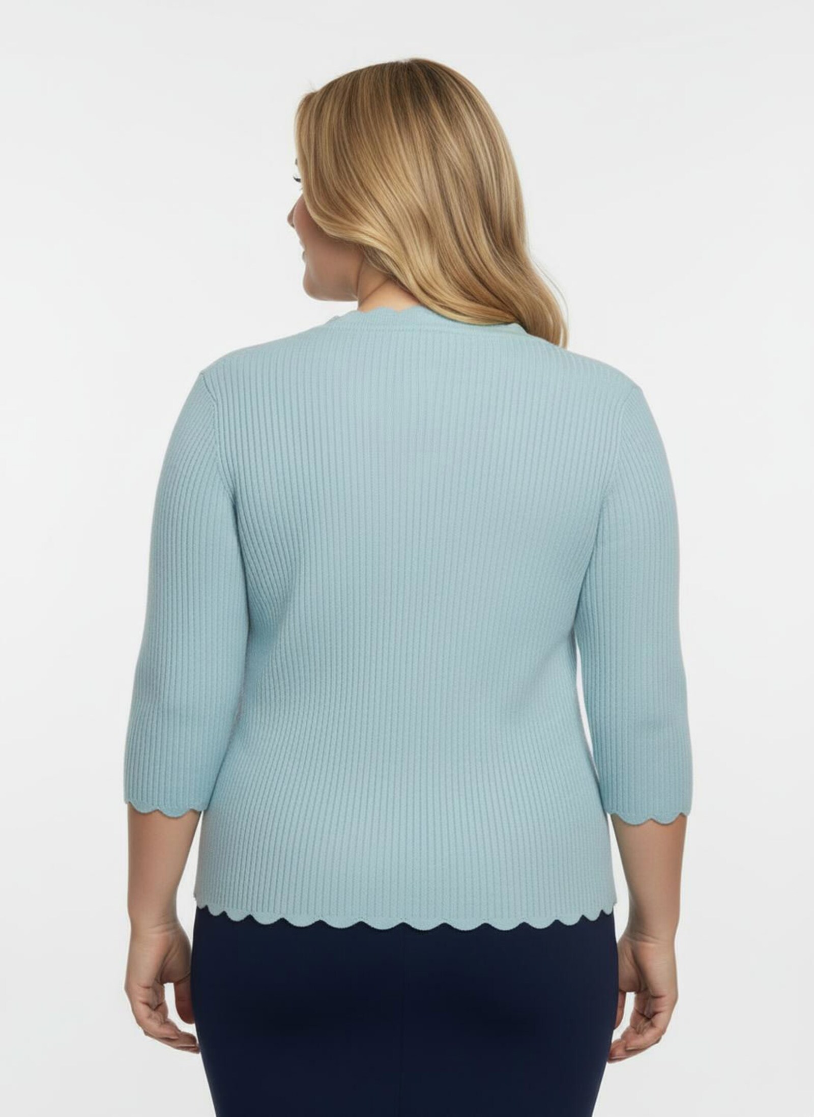 3/4 Arm-Pullover mit Knöpfen in Horn-Optik - mint