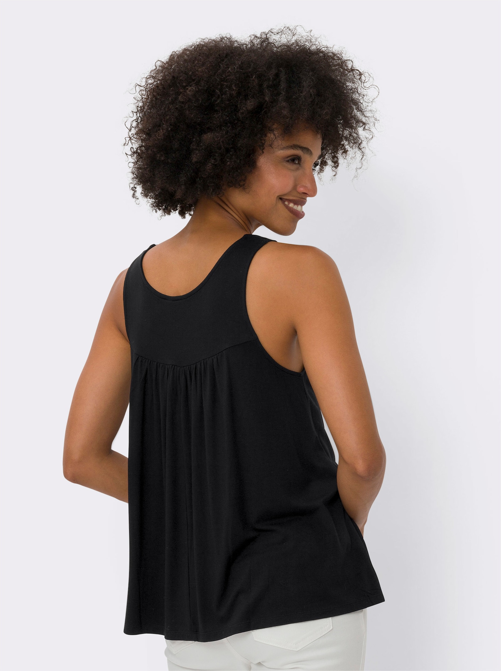 heine Shirttop met gehaakte inzet - zwart