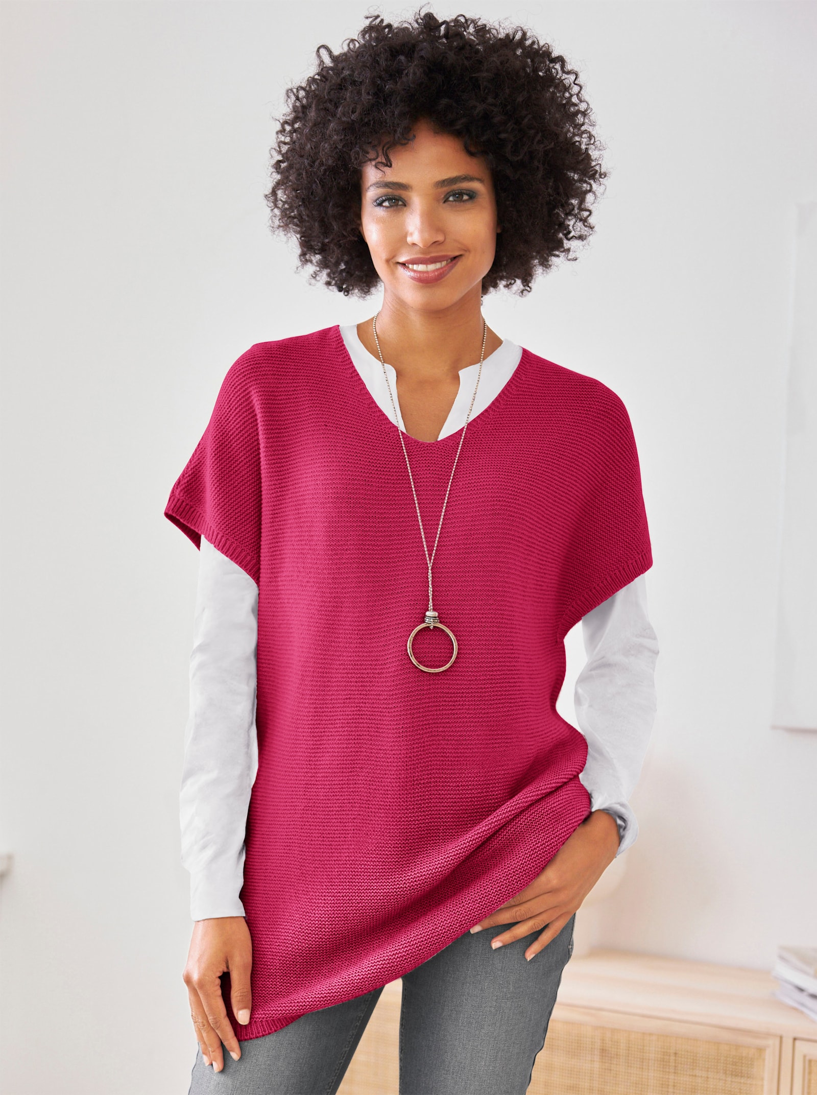 heine Longpullunder im Linksstrick - pink