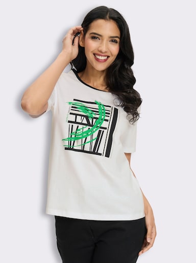 Kurzarmshirt mit Foliendruck - grasgrün-weiß