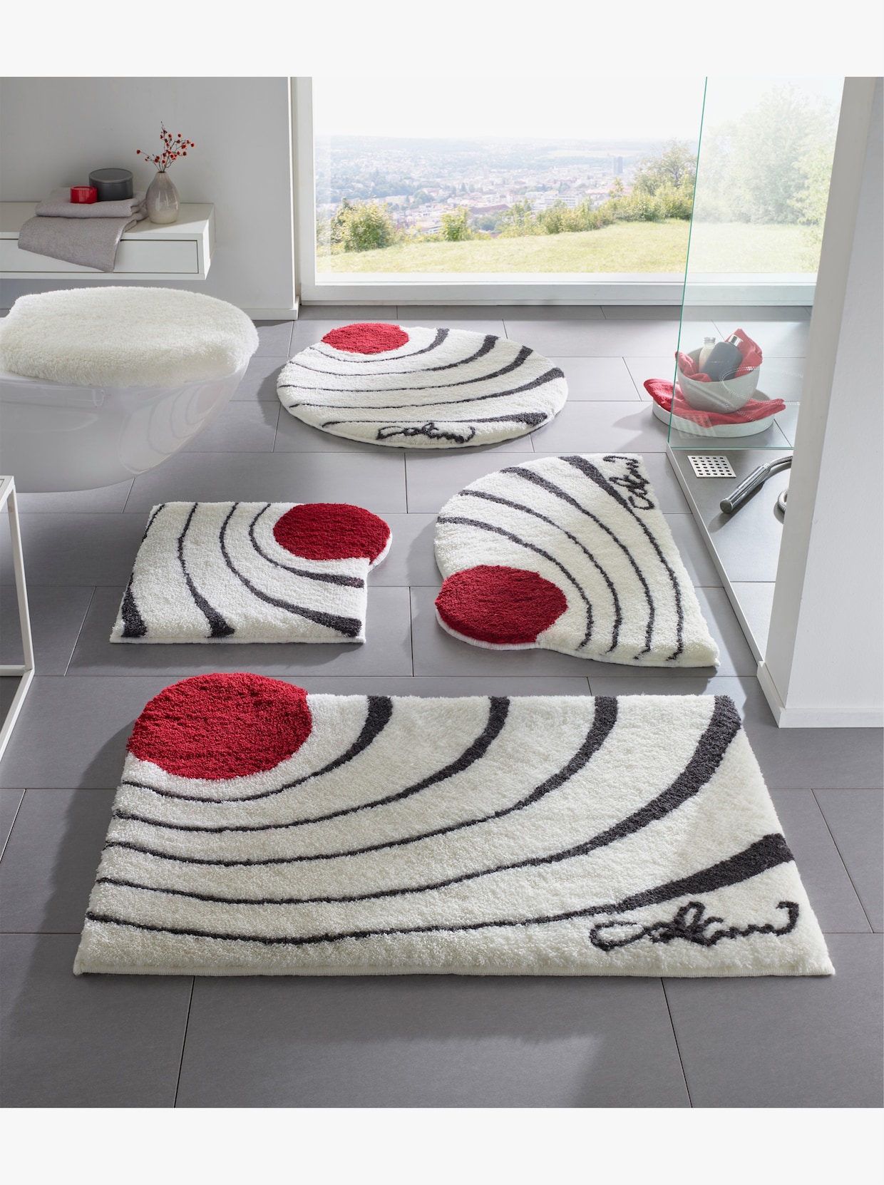 Grund Tapis de bain - blanc-rouge