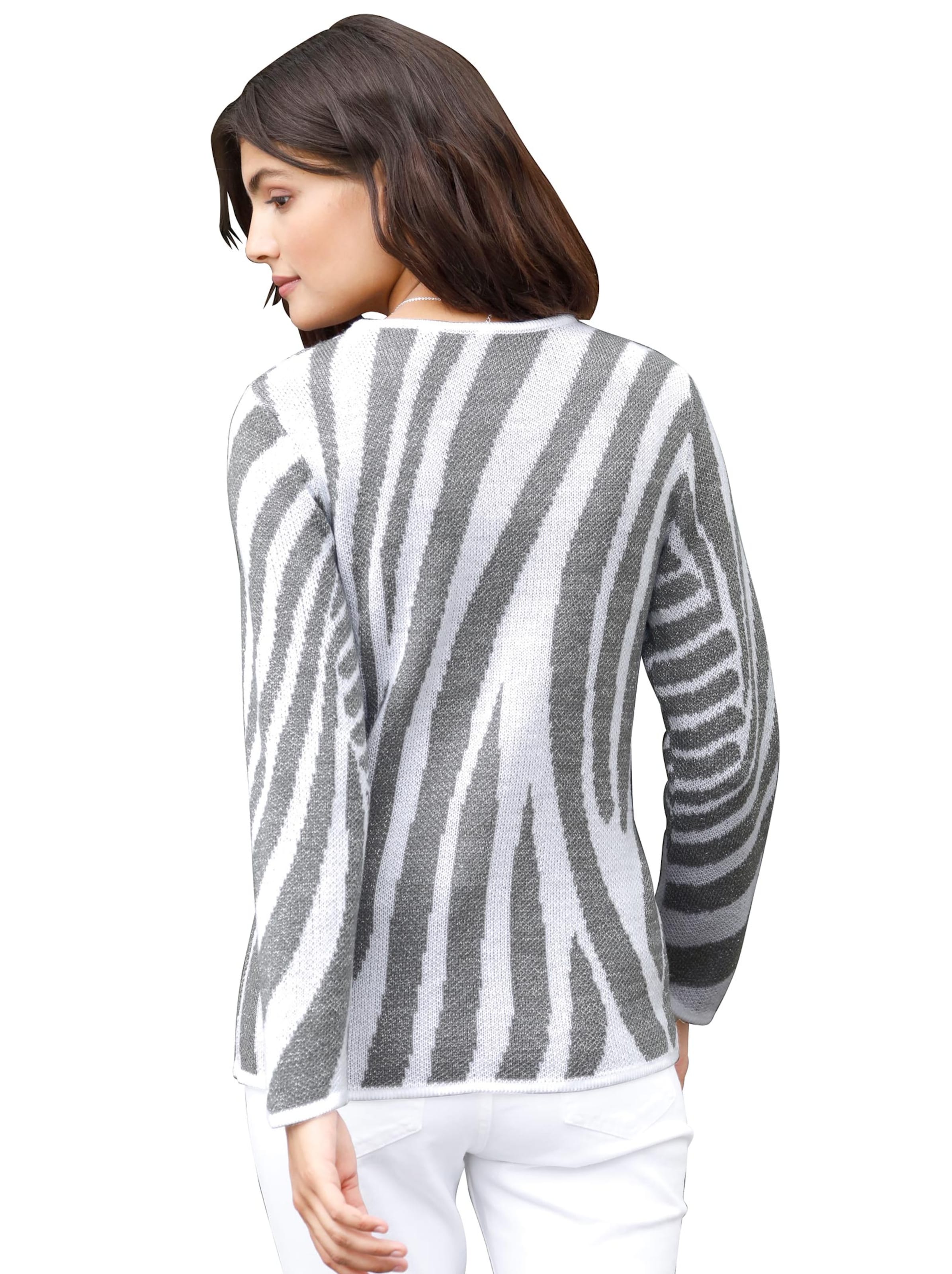 Pullover - weiß-grau-gemustert