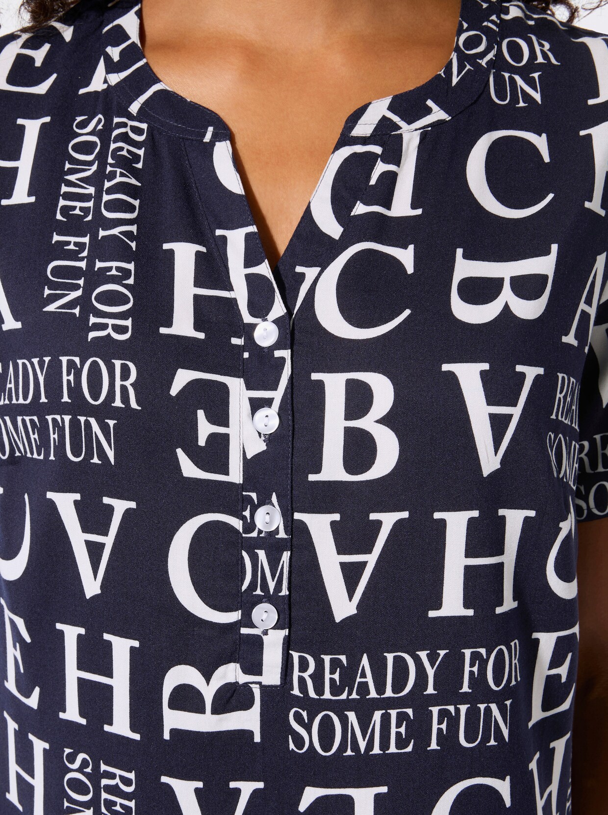 Druckbluse - marine-ecru-bedruckt