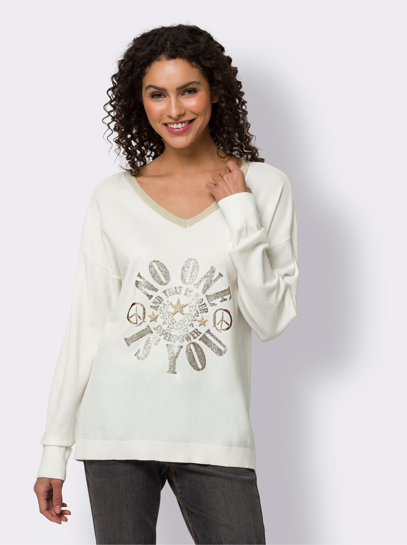 heine Pullover van fijntricot met glittergaren - ecru