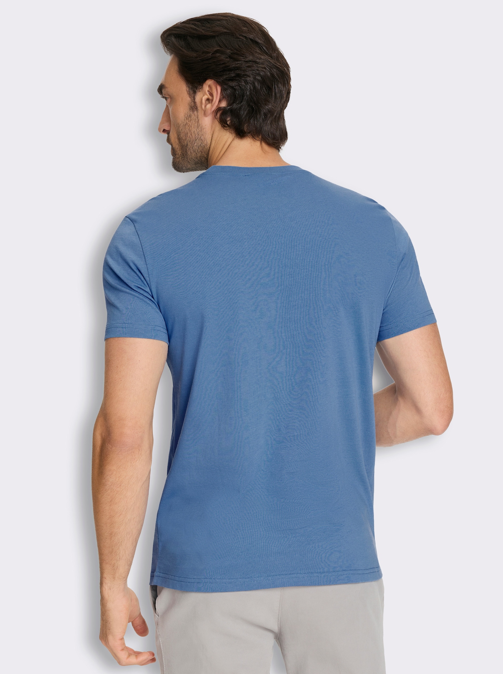 Marco Donati Kurzarmshirt mit kontrastfarbenem Print - mittelblau-bedruckt