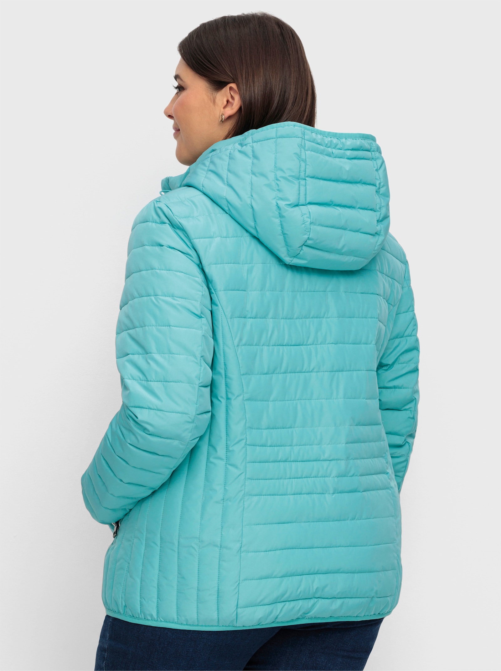 sheego Steppjacke mit gestreiftem Innenfutter - aqua