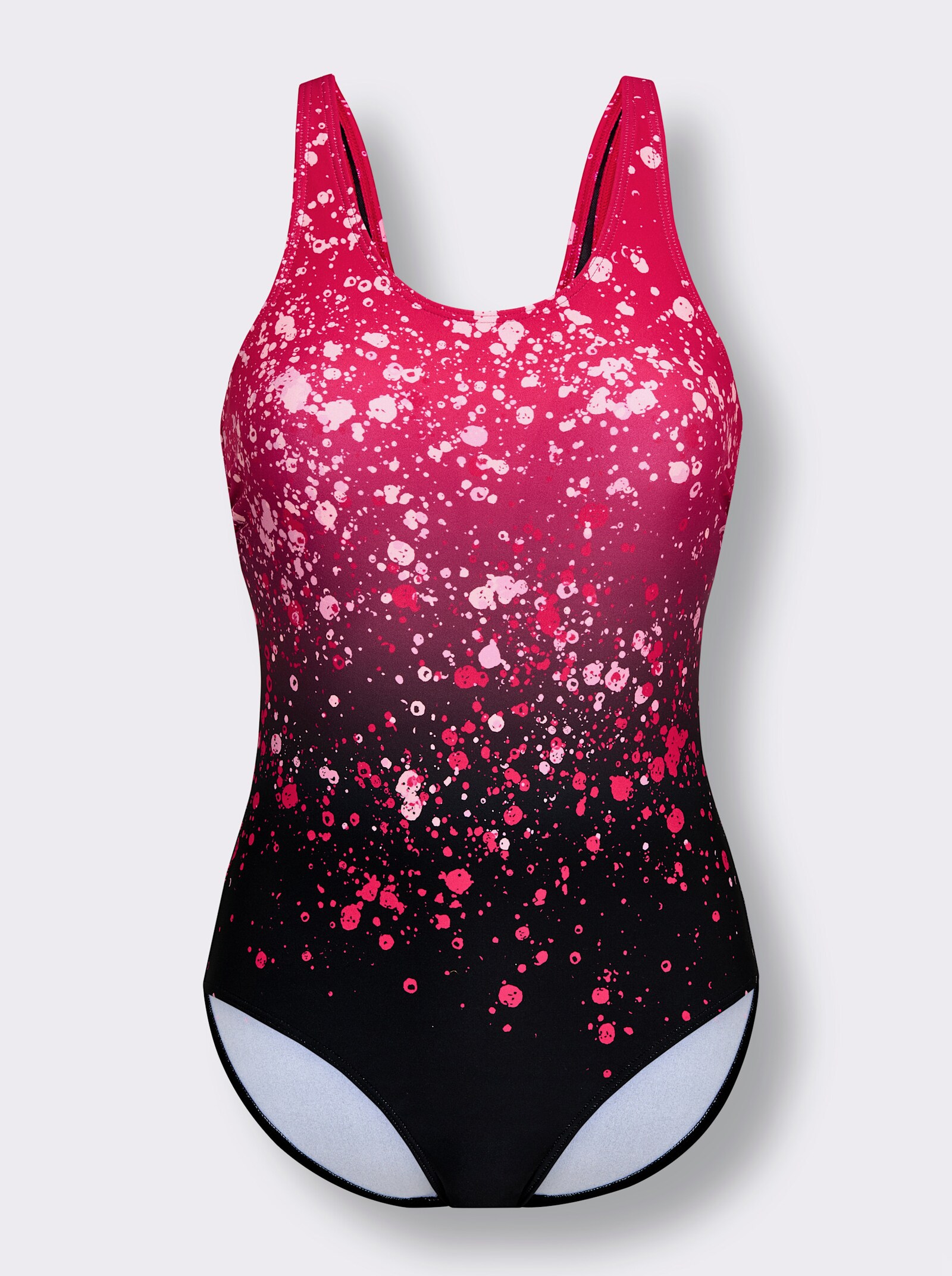 feel good Badeanzug mit Farbverlauf - schwarz-pink-bedruckt