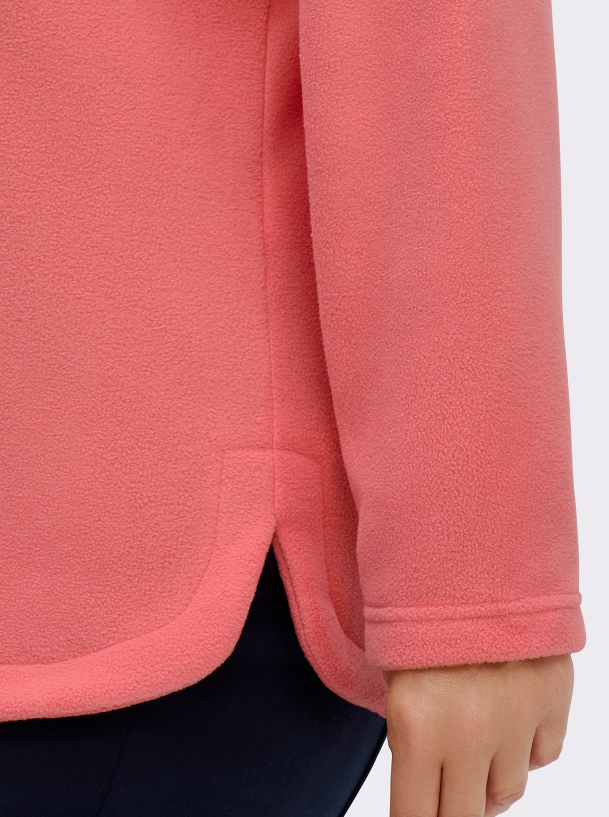 Fleeceshirt mit abgerundetem Saum - flamingo