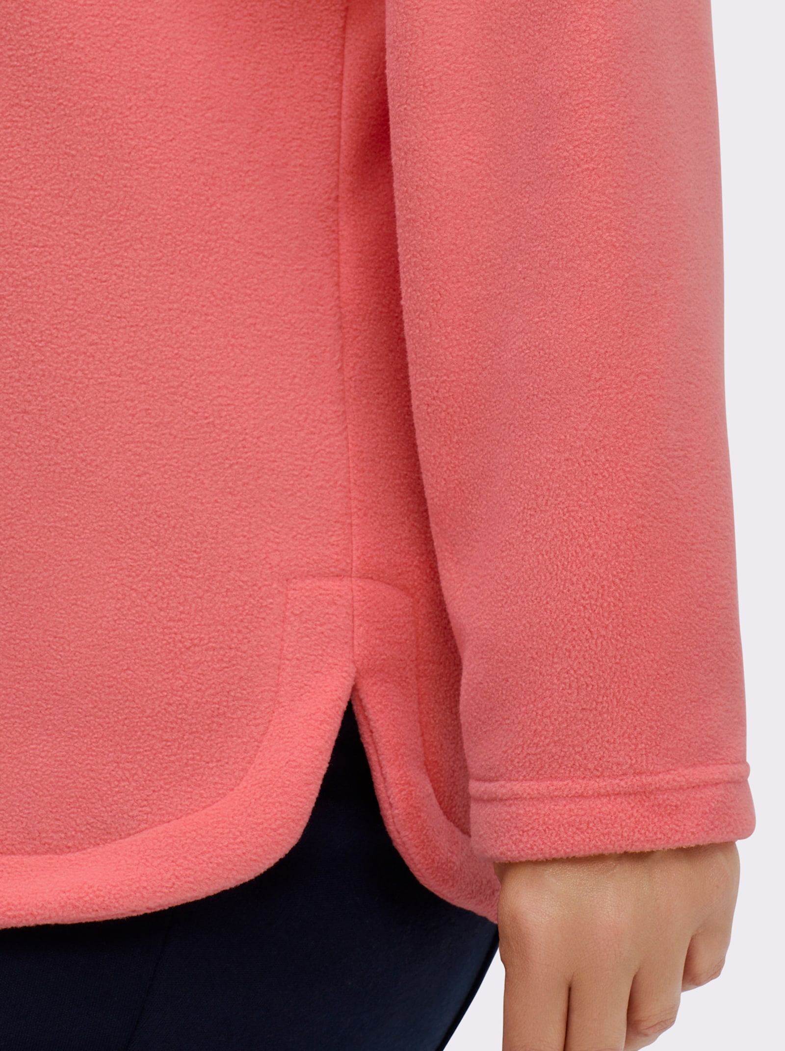 Fleeceshirt mit abgerundetem Saum - flamingo