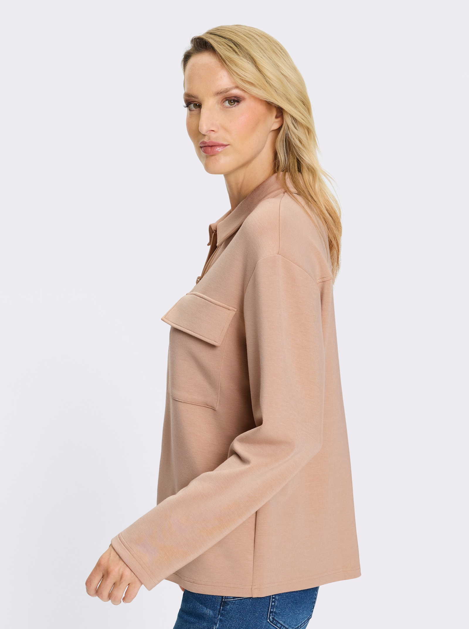 heine Shirtblazer mit 2-Wege-Zipper - beige