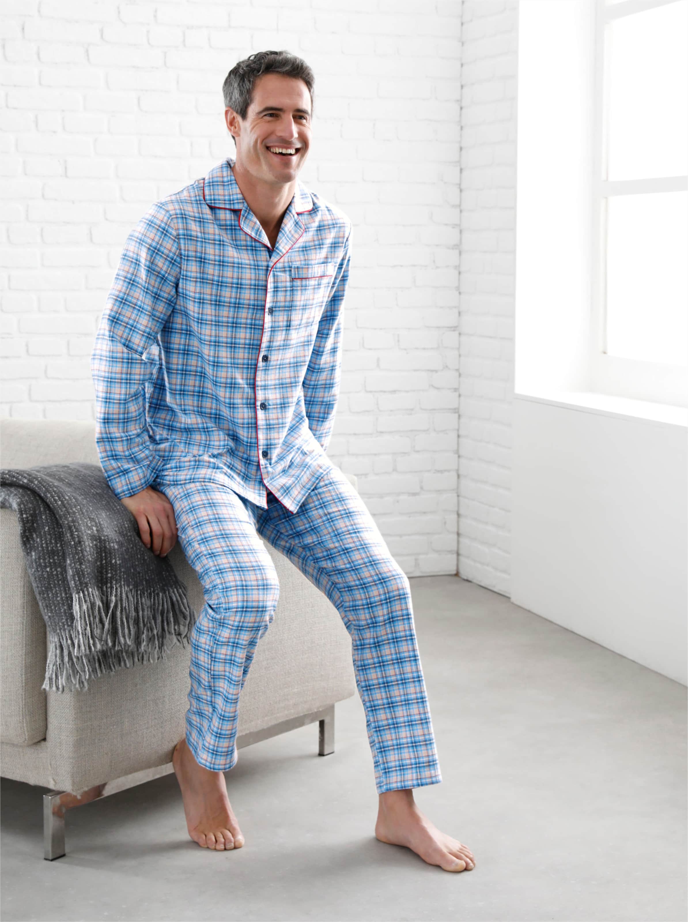 Witt Herren Pyjama, jeansblau