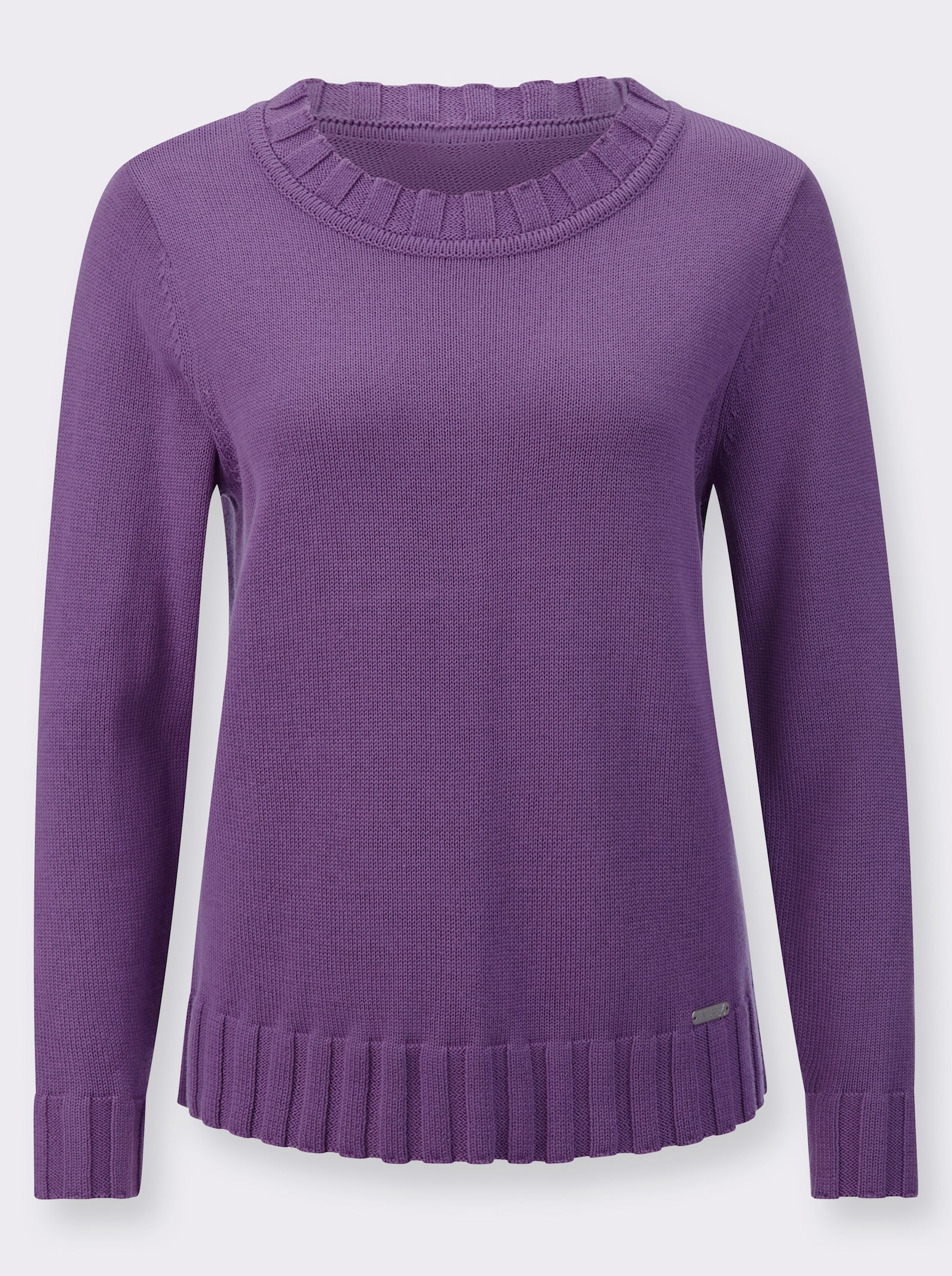 Langarm-Pullover mit Ripp-Abschlüssen - lila