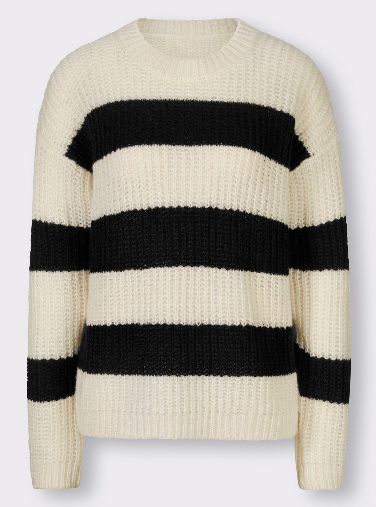 heine Gebreide pullover - zwart/ecru gestreept