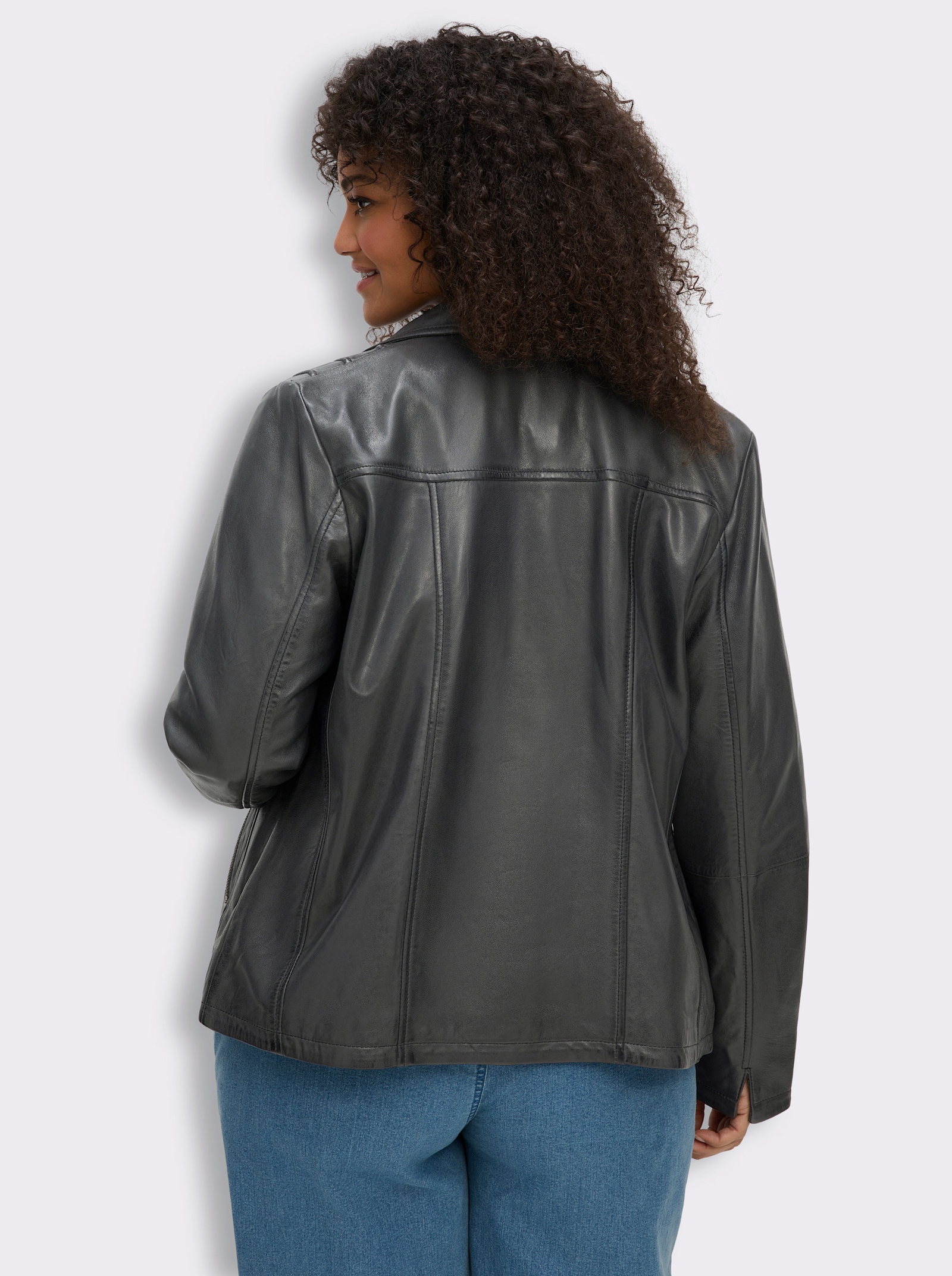 Mainpol Lederjacke aus Lammnappa - anthrazit