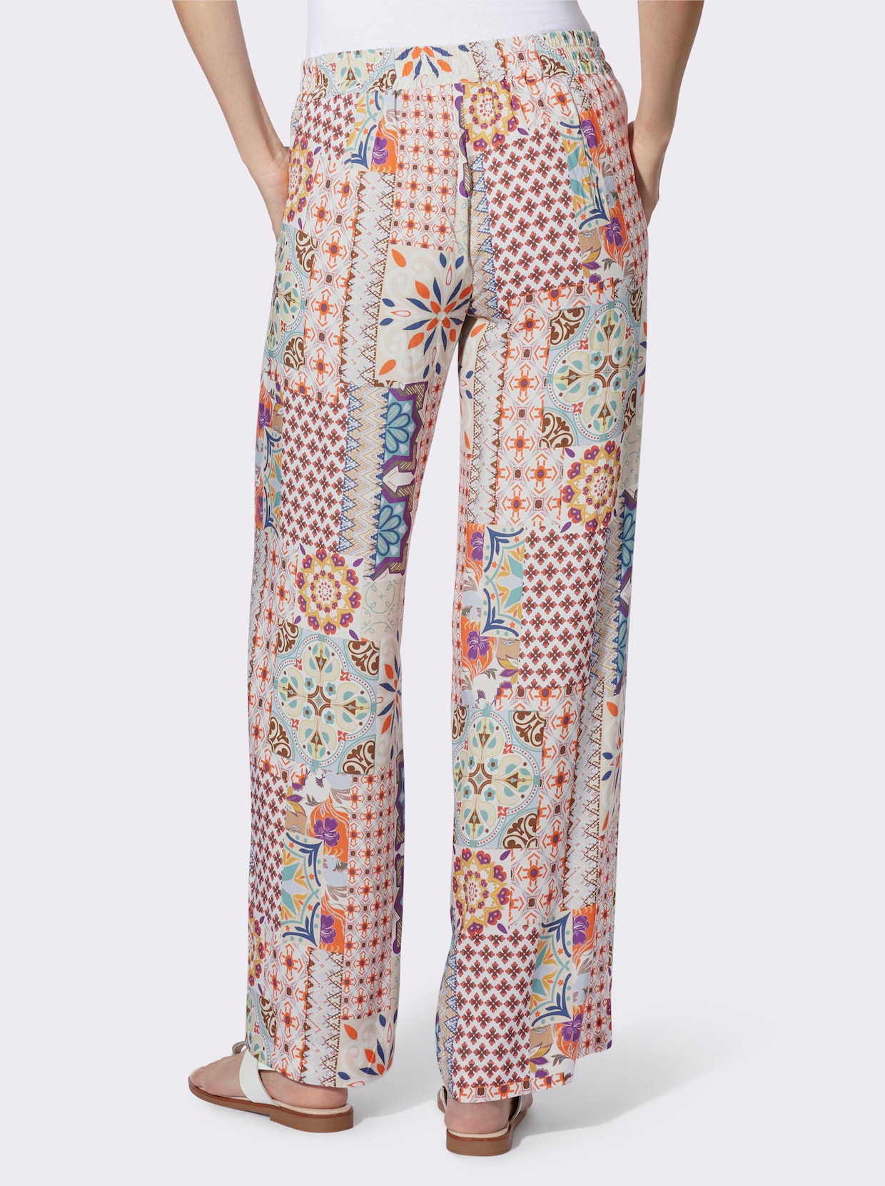heine Druckhose - terra-lila-bedruckt