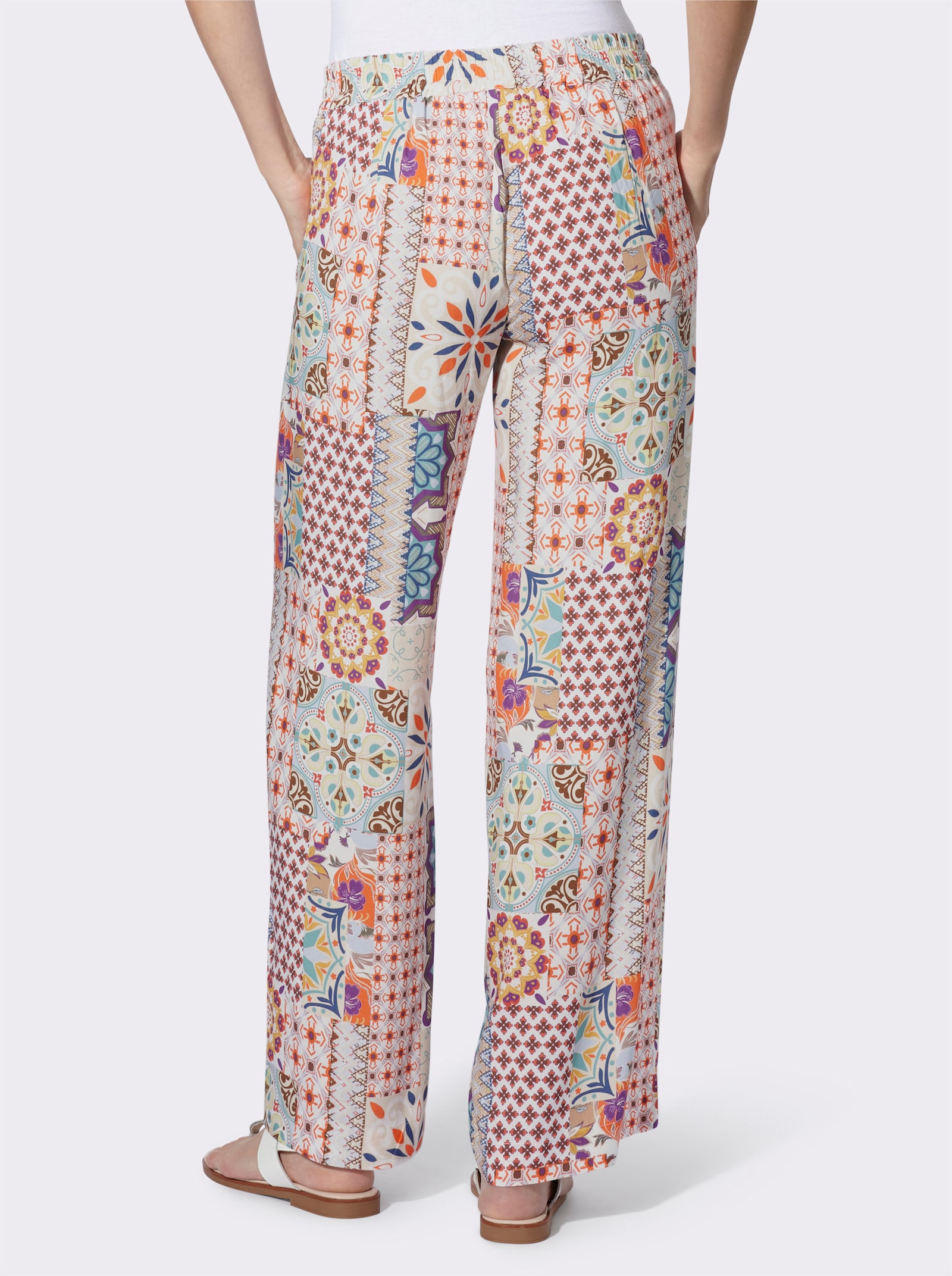 heine Druckhose in Patch-Optik - terra-lila-bedruckt