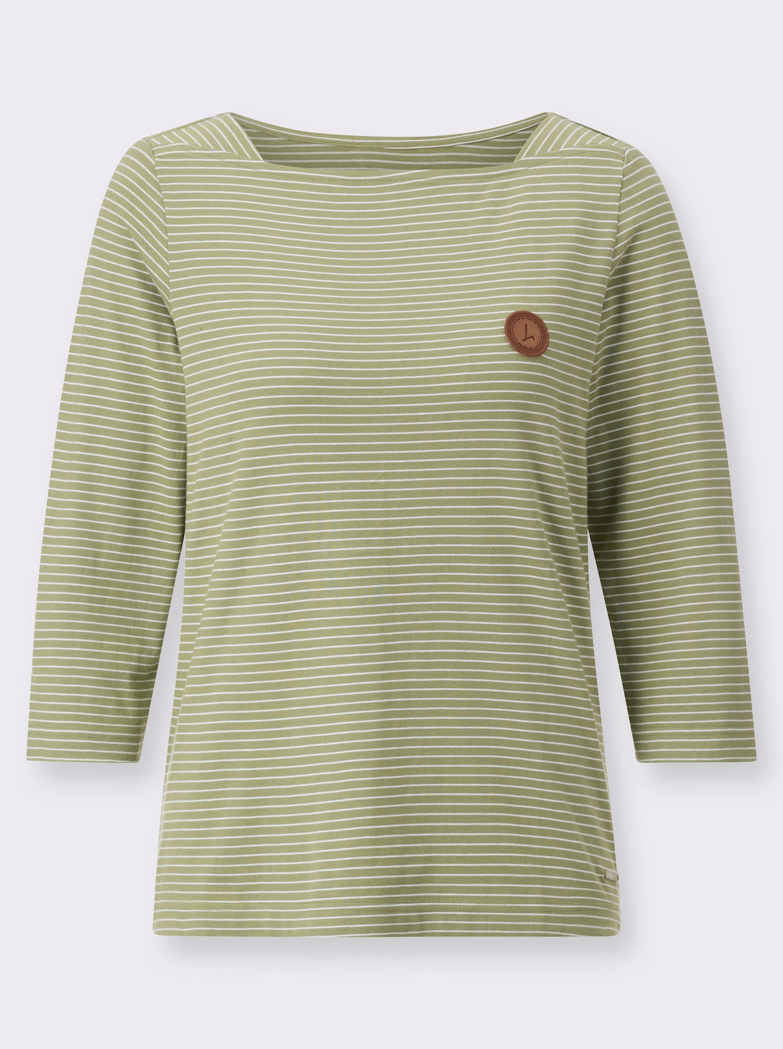 Ringelshirt mit 3/4-Ärmeln - schilf-weiss-geringelt