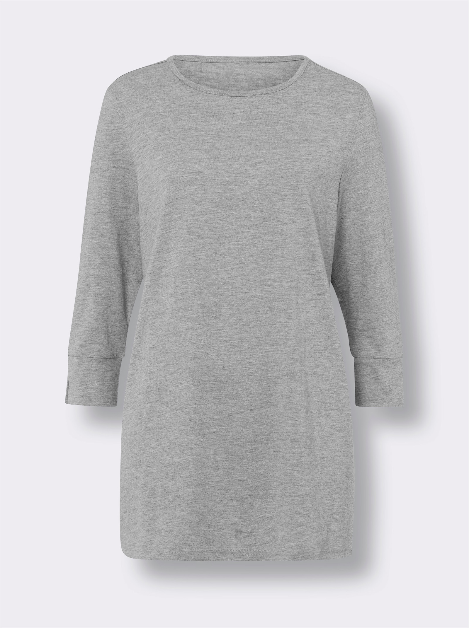 Shirt met ronde hals in lichte A-lijn - grijs gemêleerd