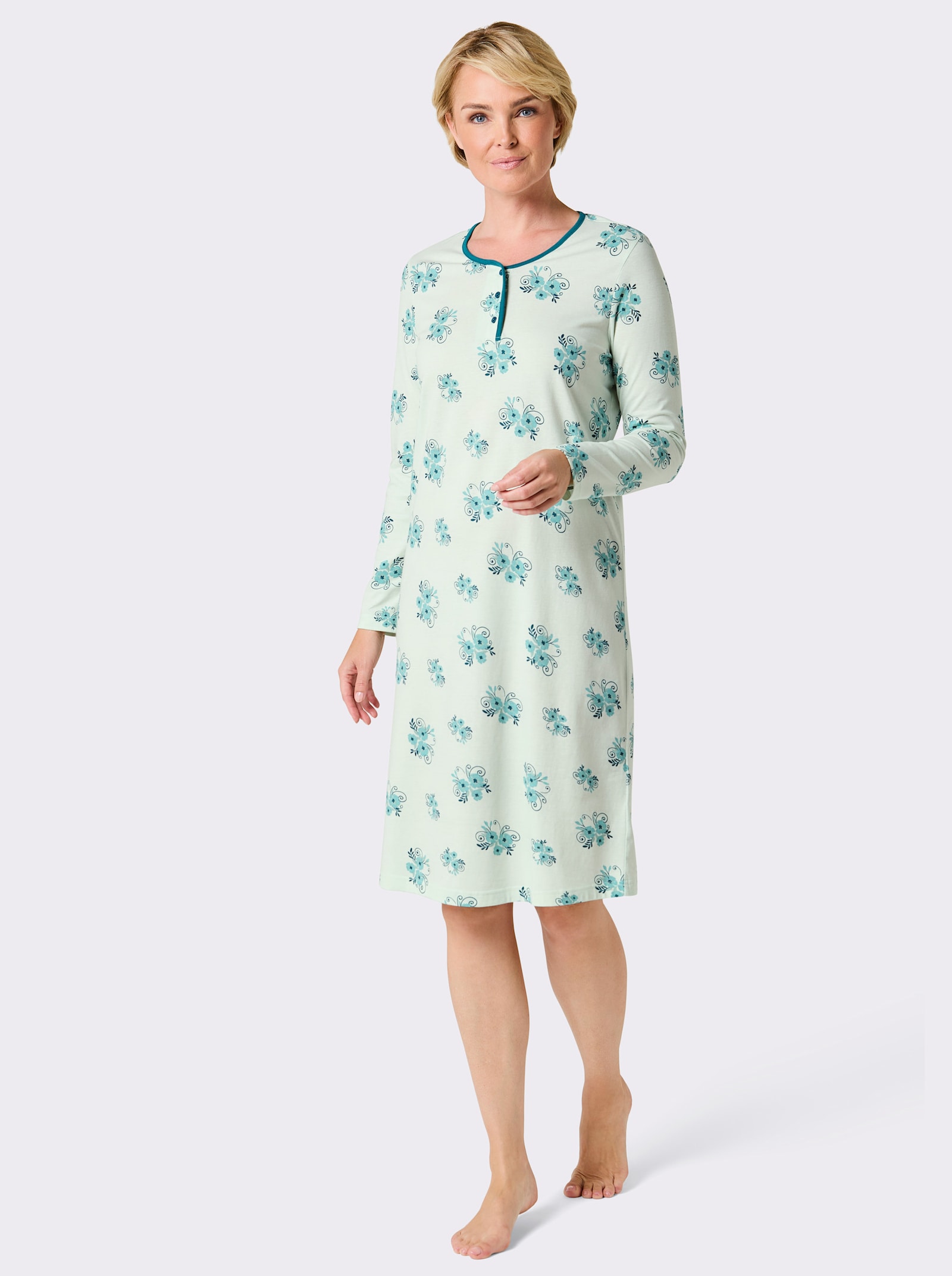 wäschepur Nachthemden - zartmint + zartmint-ozean-bedruckt