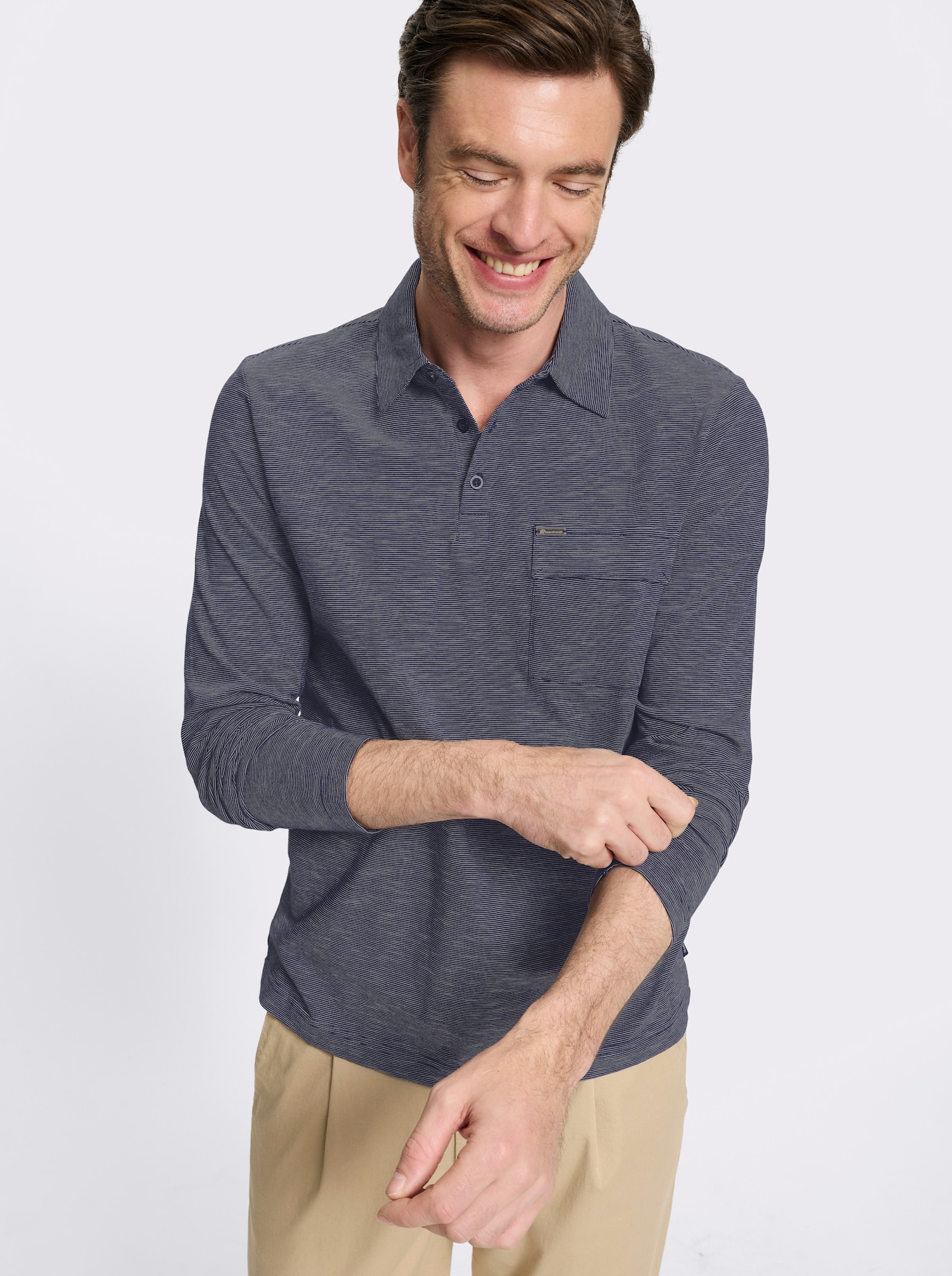 Marco Donati Langarmshirt mit garngefärbtem Streifen-Muster - marine-gestreift