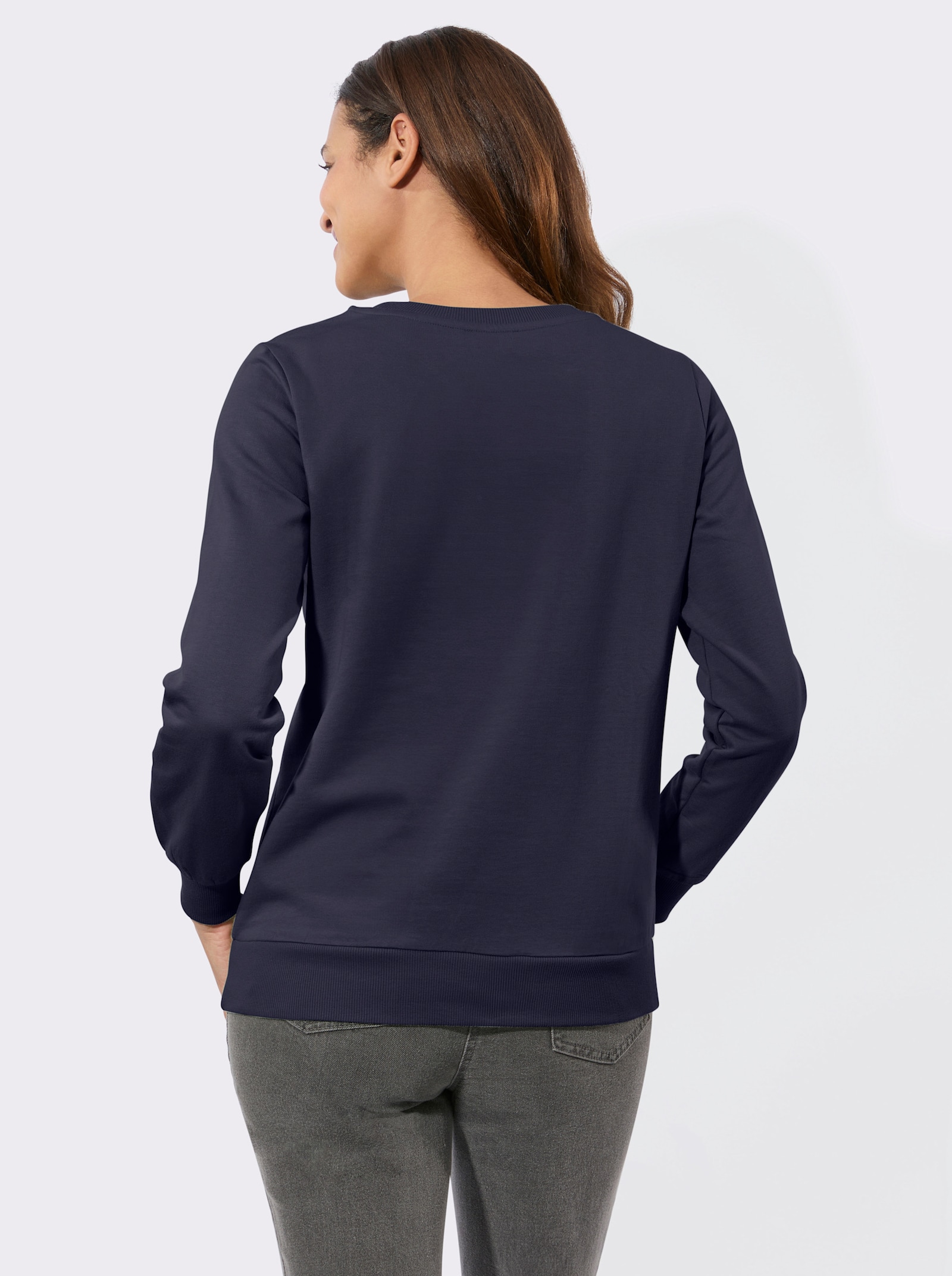 Sweatshirt mit Ripp-Abschlüssen - marine