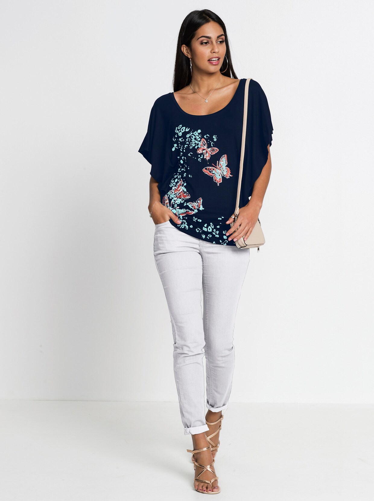 Fledermausshirt - marine-bedruckt