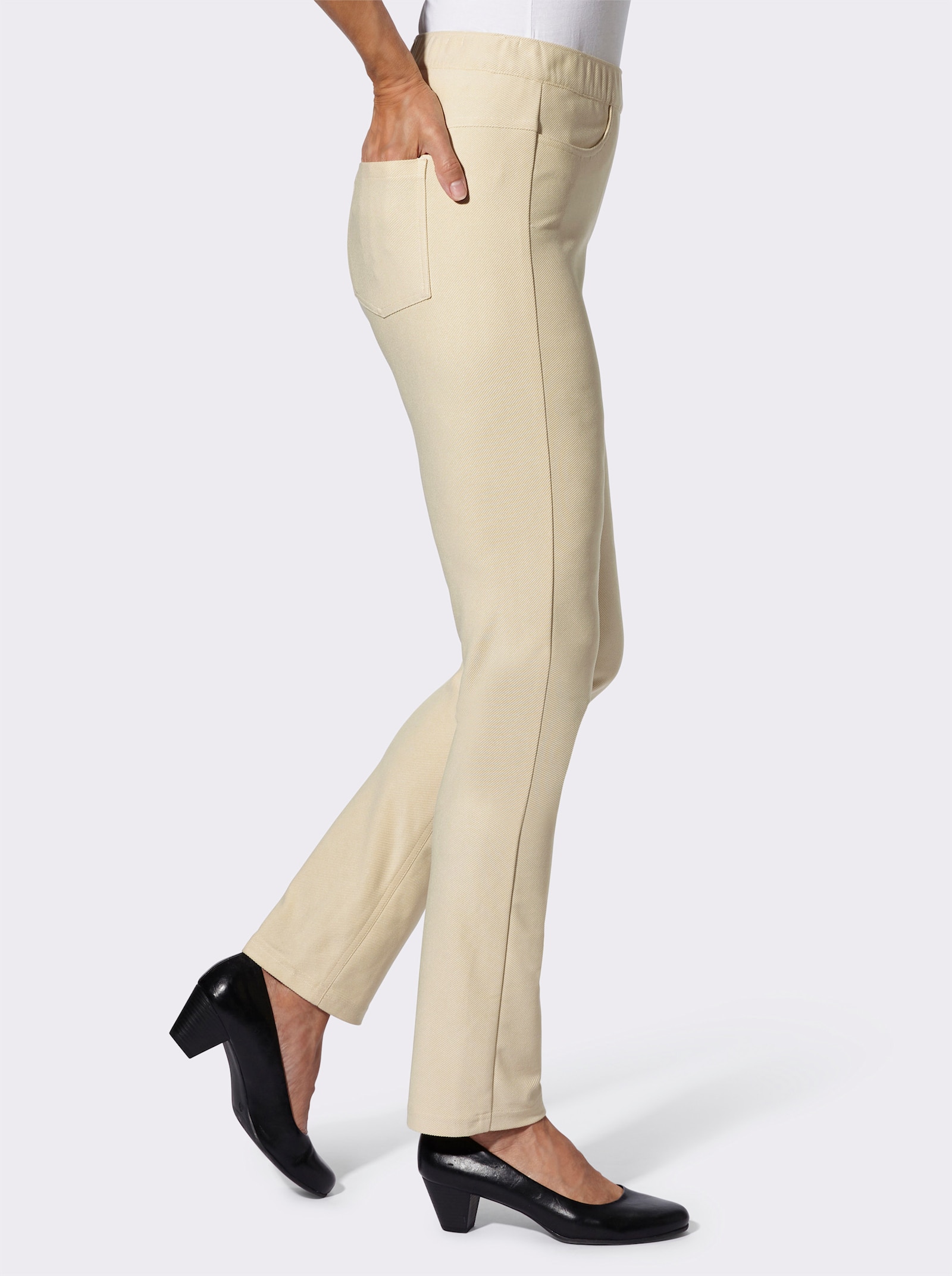 Navlékací džíny s úzce střiženými nohavicemi - písková