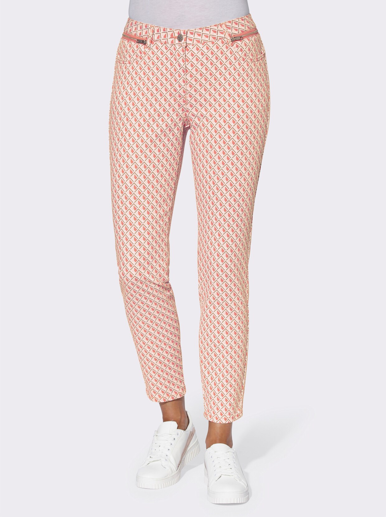 Twill-broek - flamingo/lichtroze bedrukt
