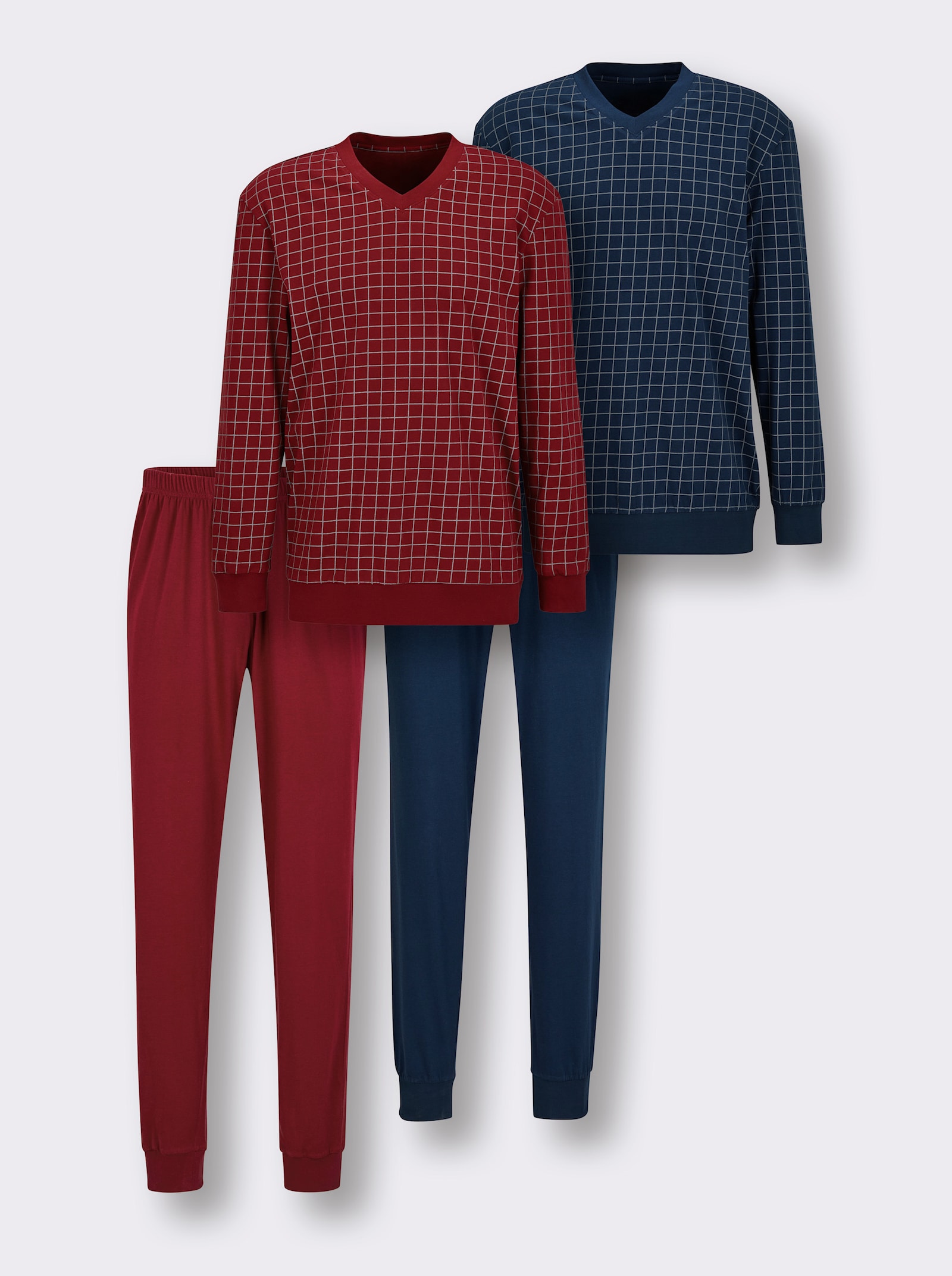 wäschepur men Schlafanzüge - dunkelblau + dunkelrot