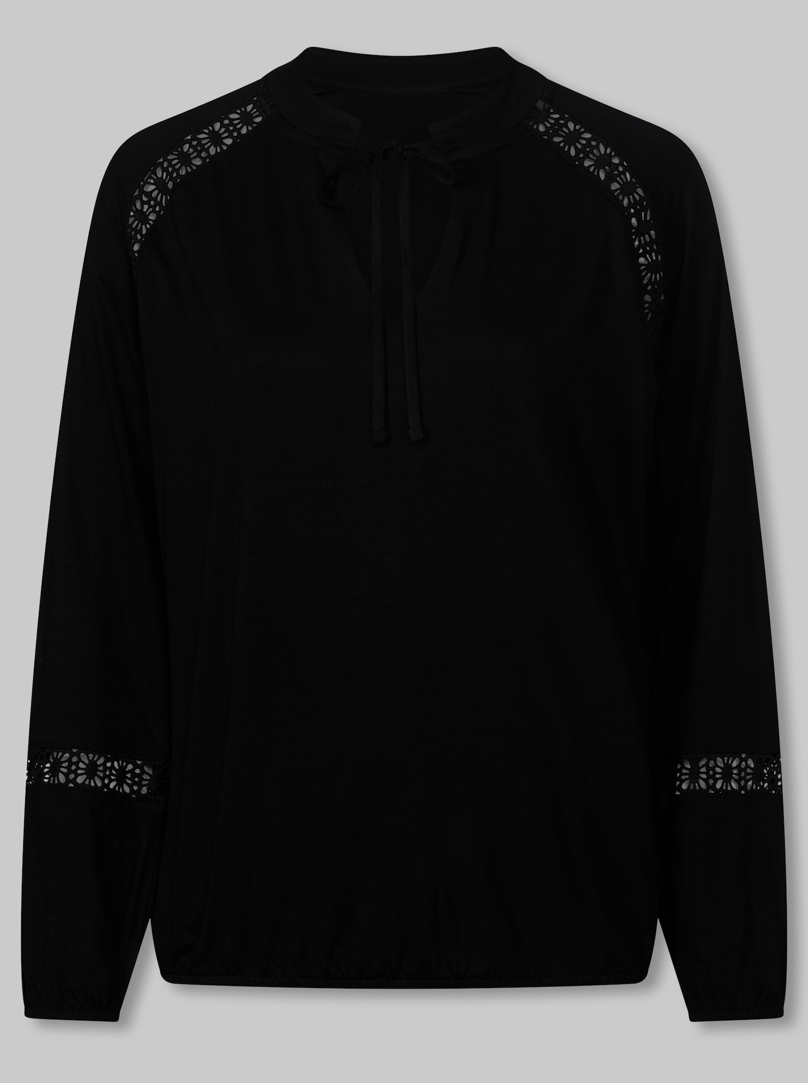 heine Shirt mit Lochstick-Details - schwarz