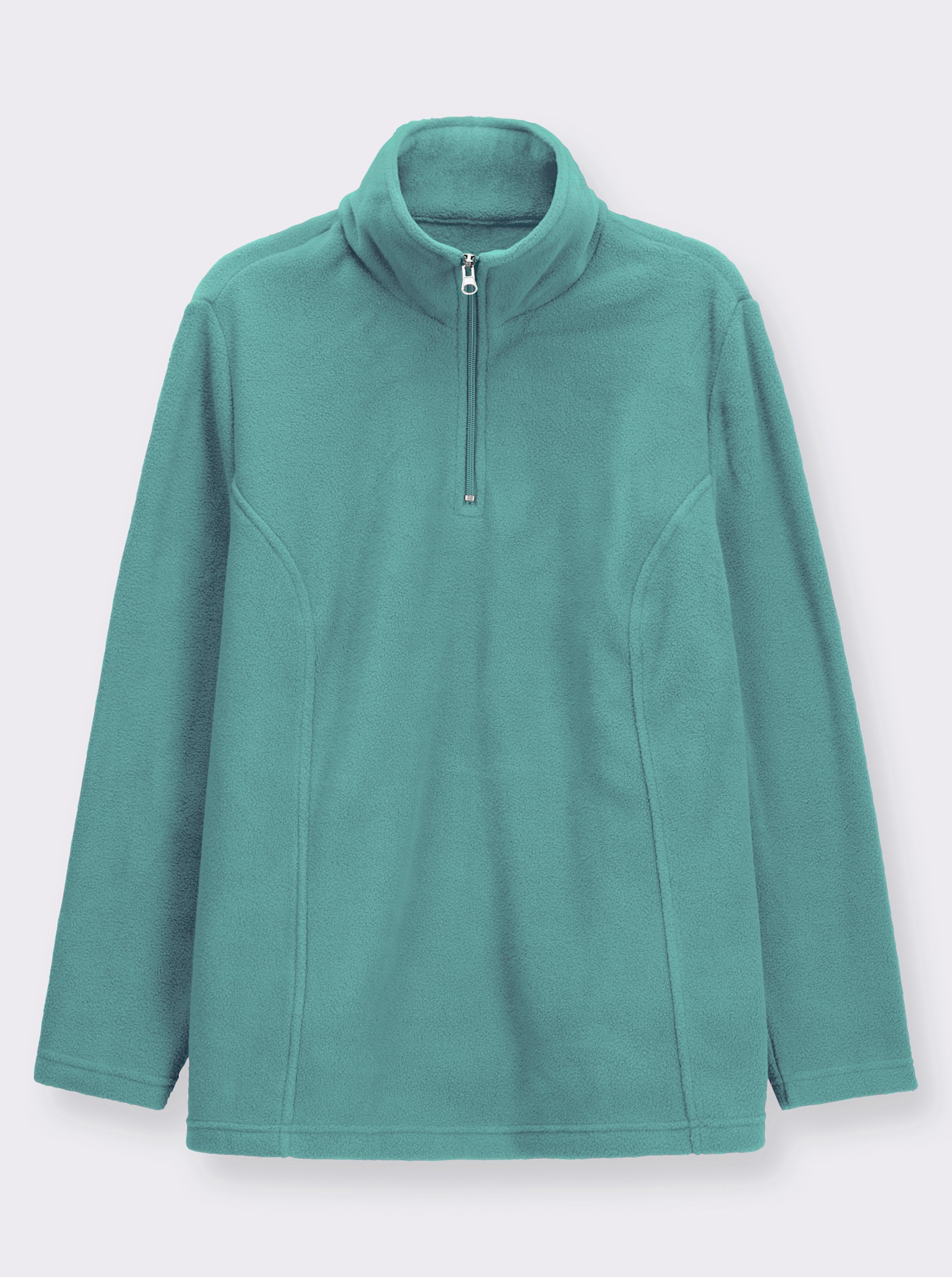 Fleeceshirt mit Troyerkragen - salbei